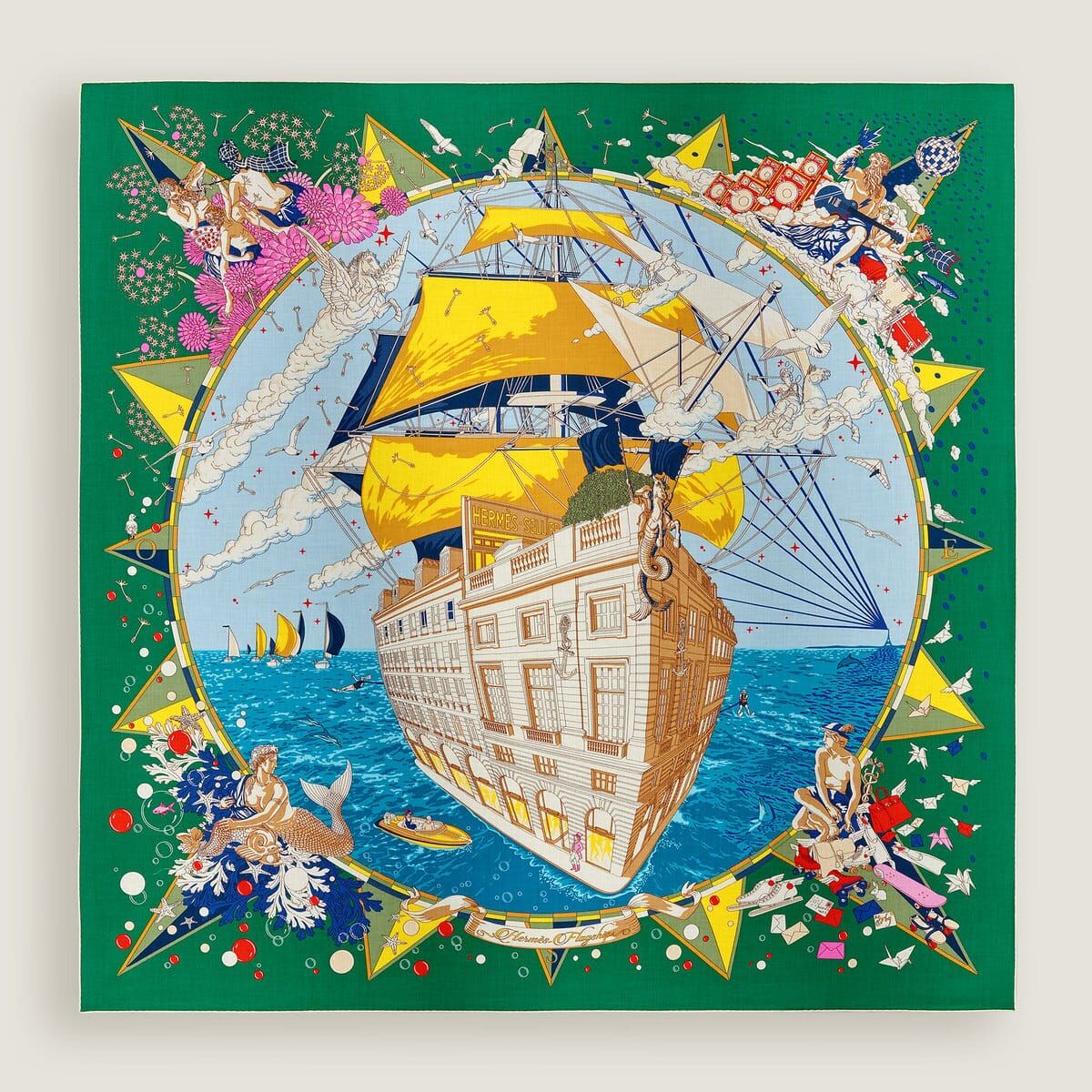 Hermes Flagship 140 scarf 08 EX/Exeraude/Ciel/Multicolore