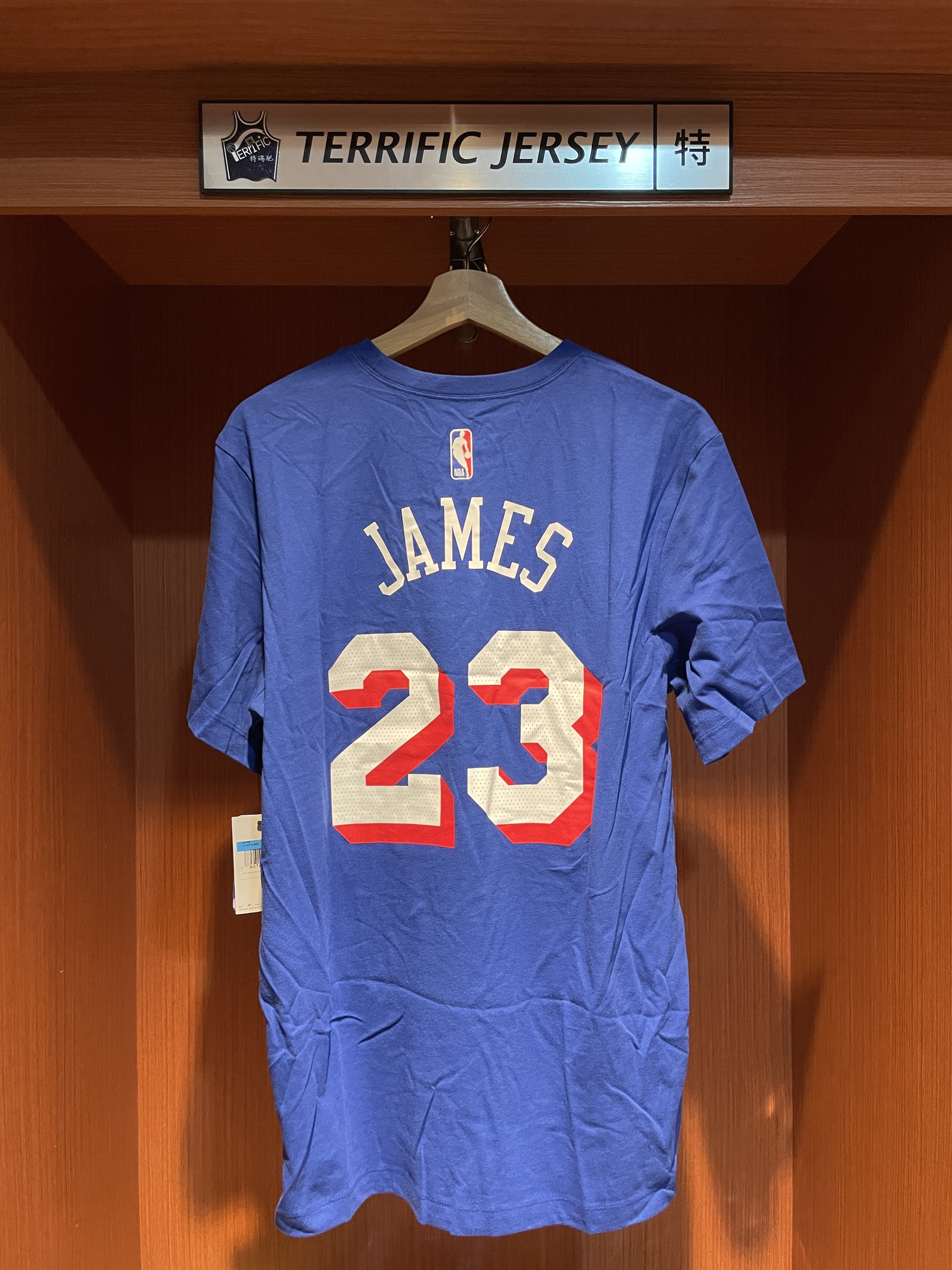 NBA短袖 LeBron James 費城七六人藍 Icon Nike Player Name Tee 棉質 全新