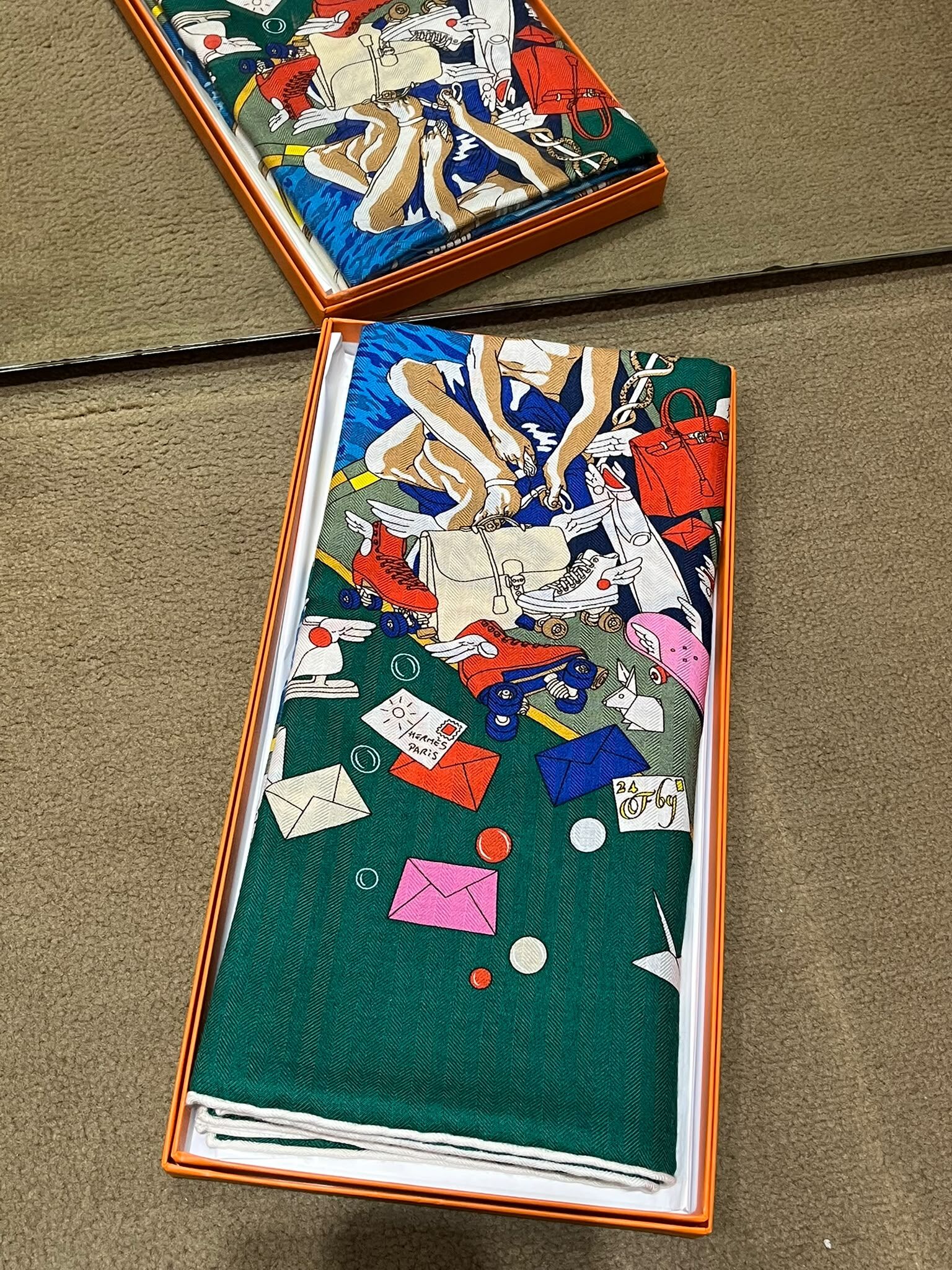 Hermes Flagship 140 scarf 08 EX/Exeraude/Ciel/Multicolore