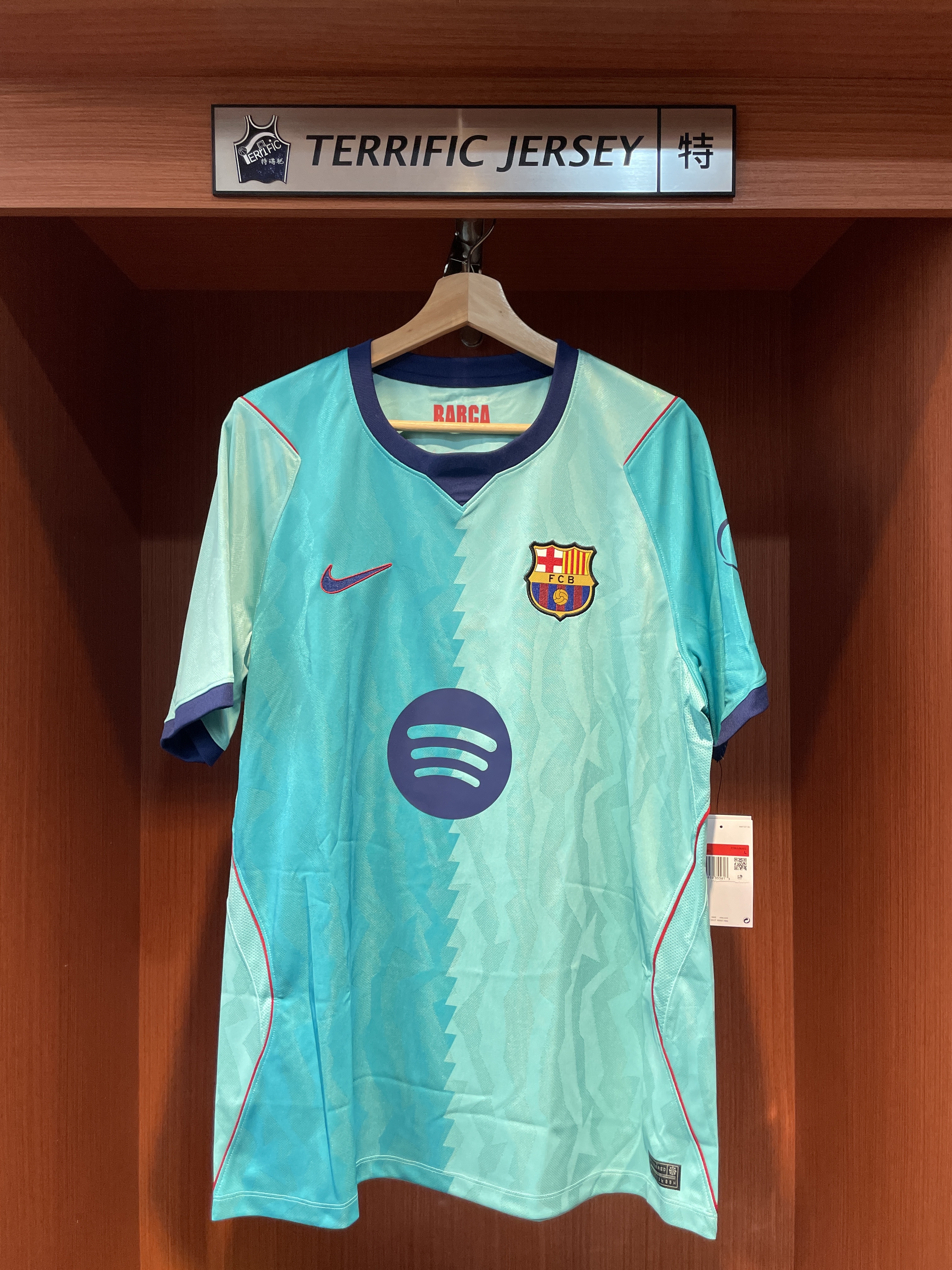 LALIGA足球 Lamine Yamal 巴塞隆納 湖水綠 26-27 西甲 Third Stadium Nike Replica Jersey 球迷版 燙印 全新