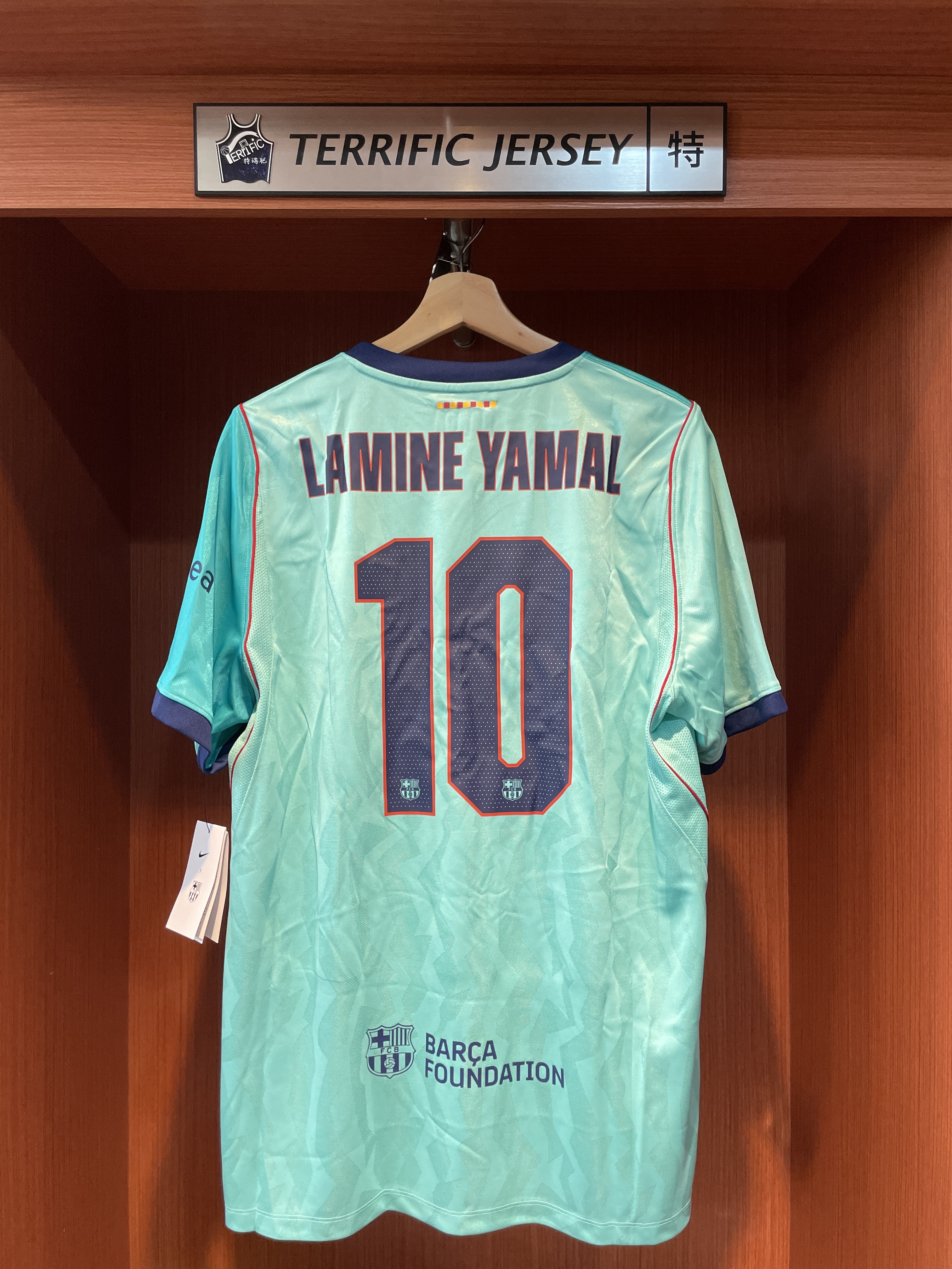LALIGA足球 Lamine Yamal 巴塞隆納 湖水綠 26-27 西甲 Third Stadium Nike Replica Jersey 球迷版 燙印 全新