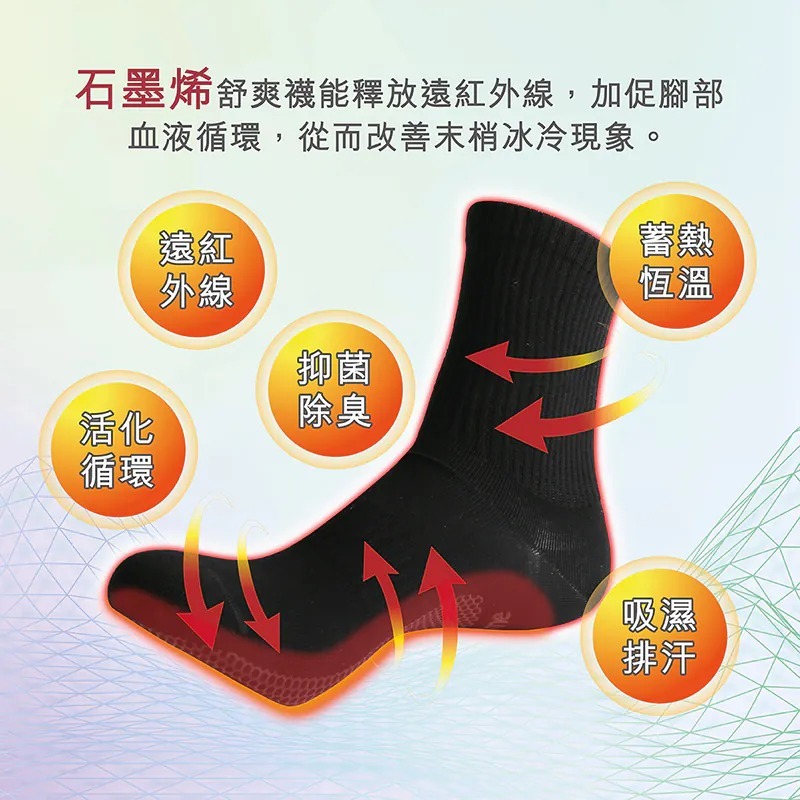買二送一 石墨烯舒爽襪 (長襪/短襪) (1套4對) (C2610 CC925)