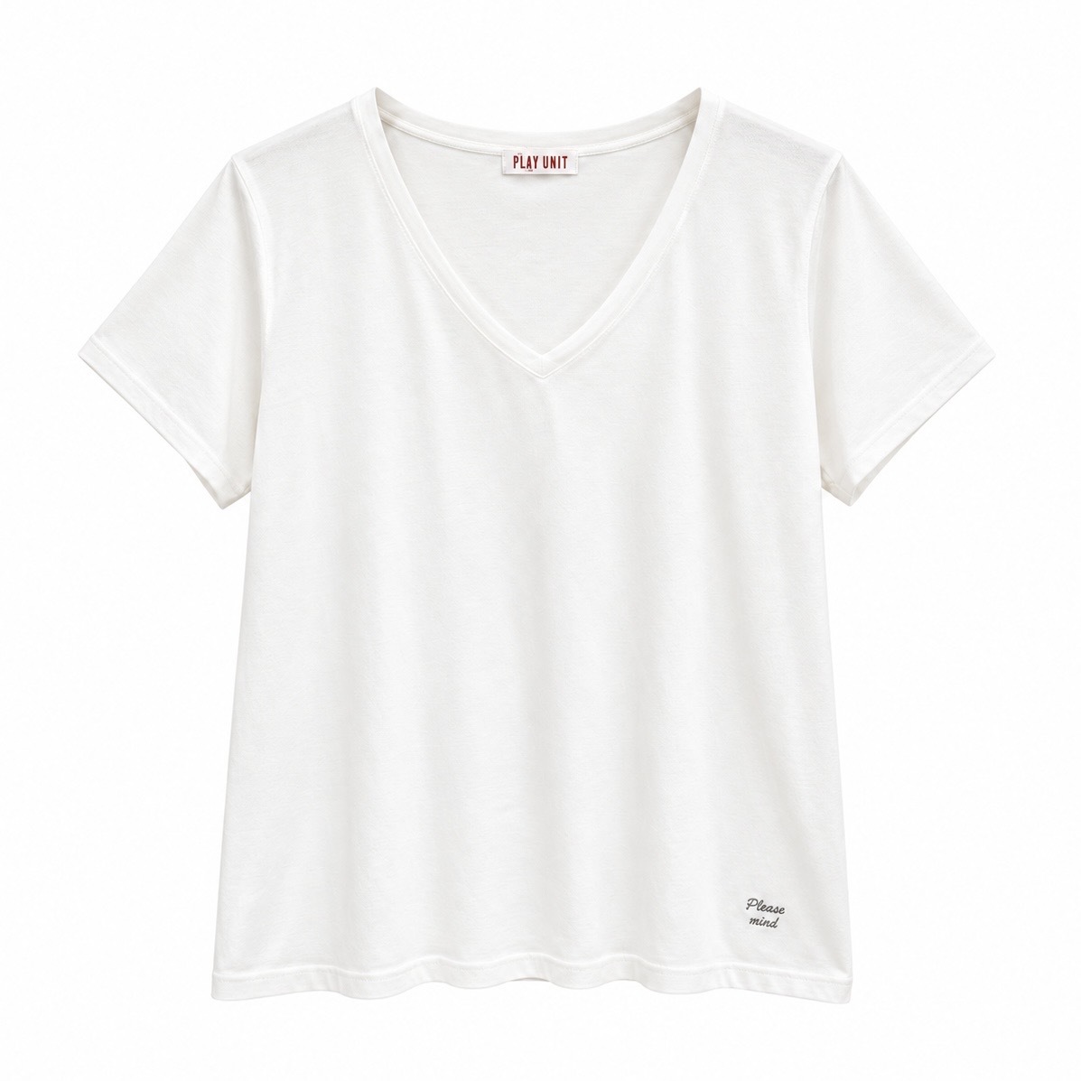 V領素色棉T-shirt
