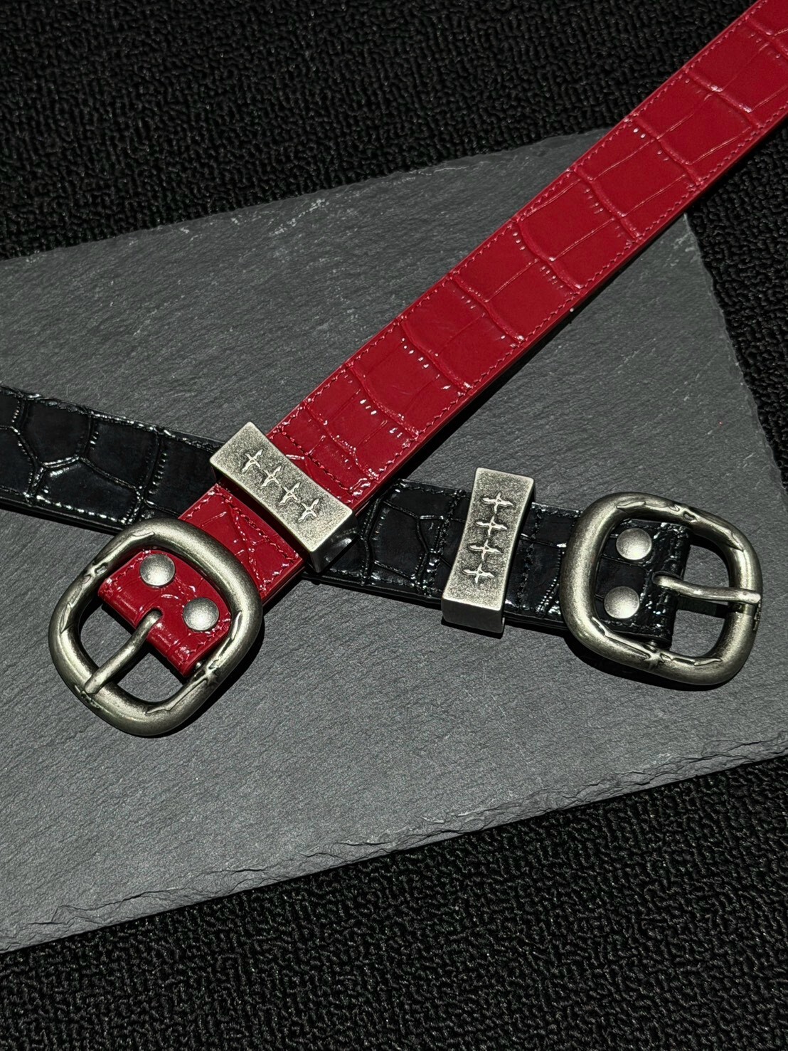 444 NOT4NERD 新款十字金屬頭鱷魚紋皮帶