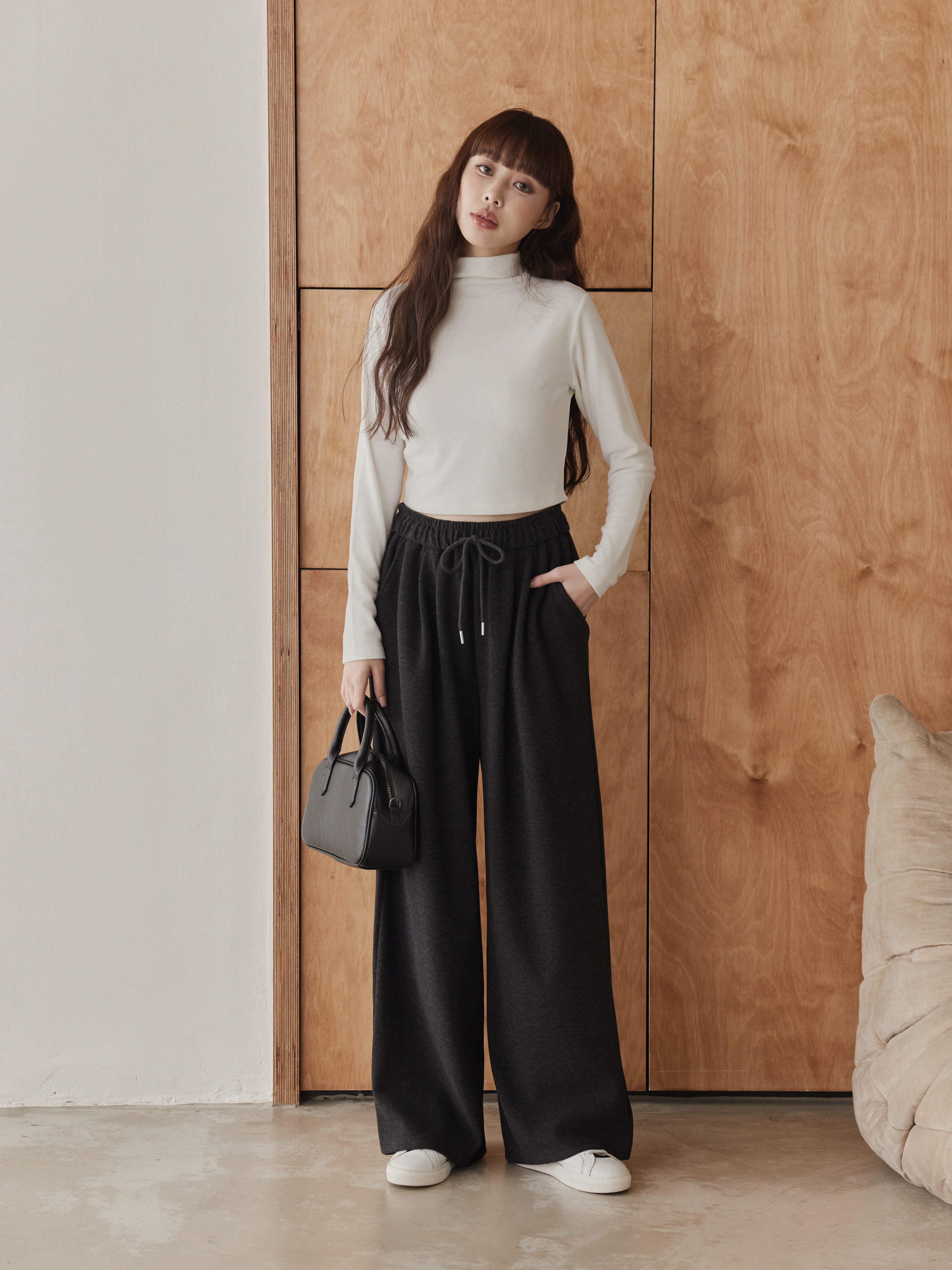 厚手ツイードあったかフルレングスパンツ