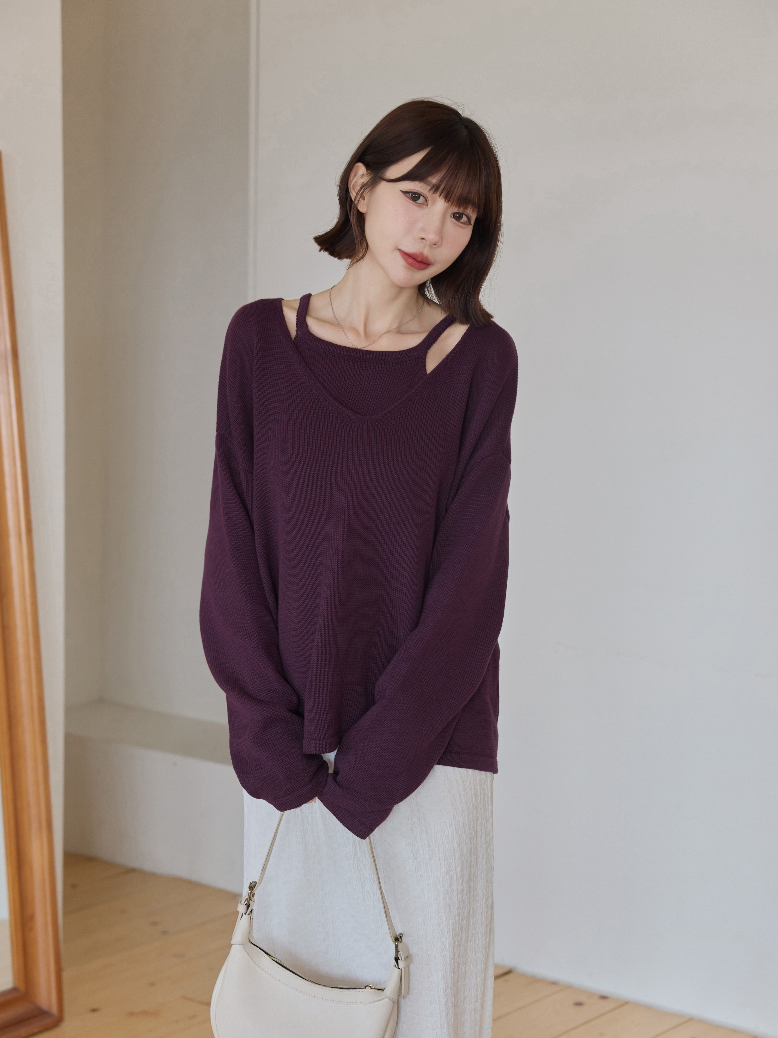 2点セット透かし編みあったかニットセット