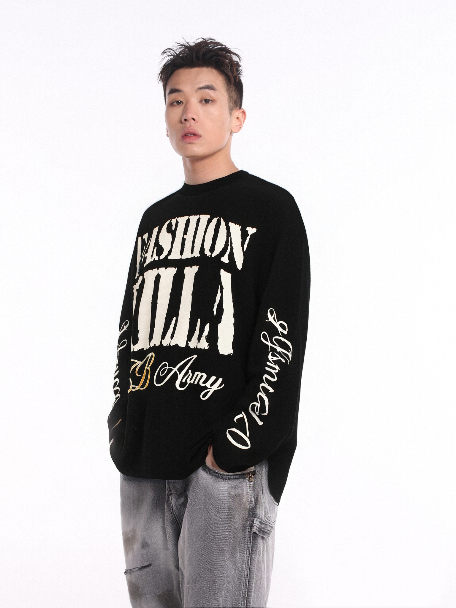 《S.V》FASHION印花字母長T