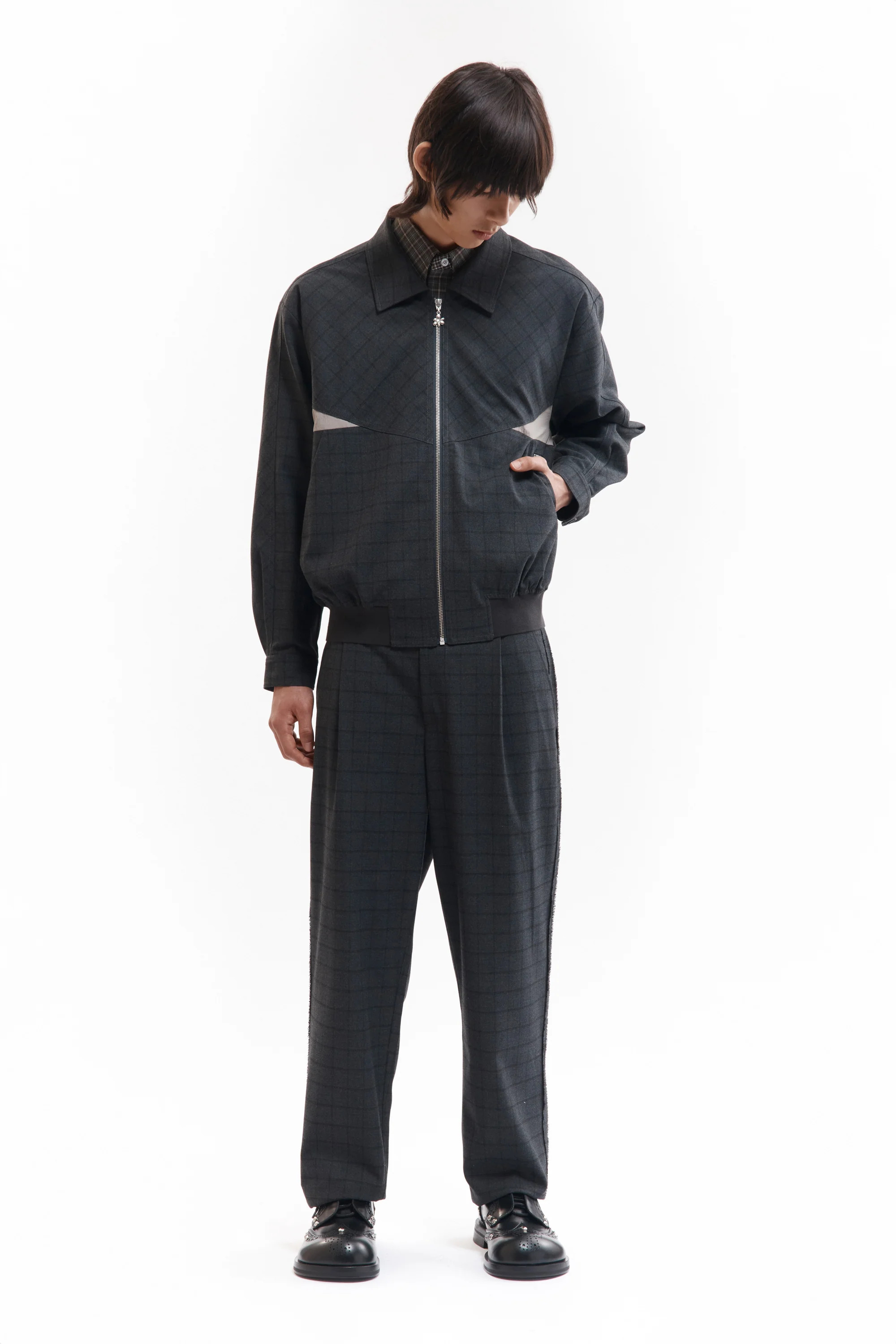 P.A.M.｜MATTER CLARK COLLARED JACKET "GREY CHECK"