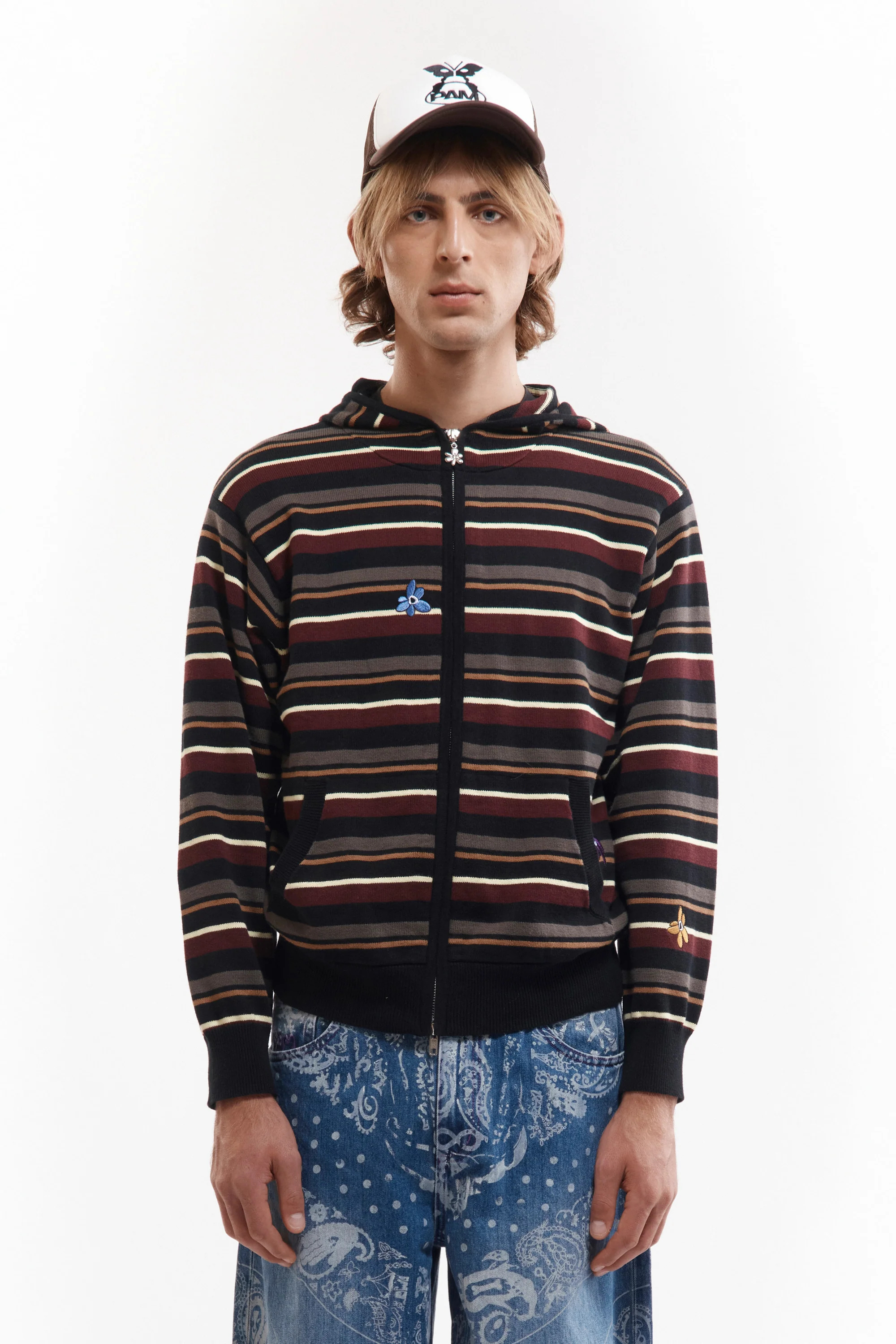 P.A.M.｜NAMES GO BY HOODED ZIP THRU KNIT "MULTI"