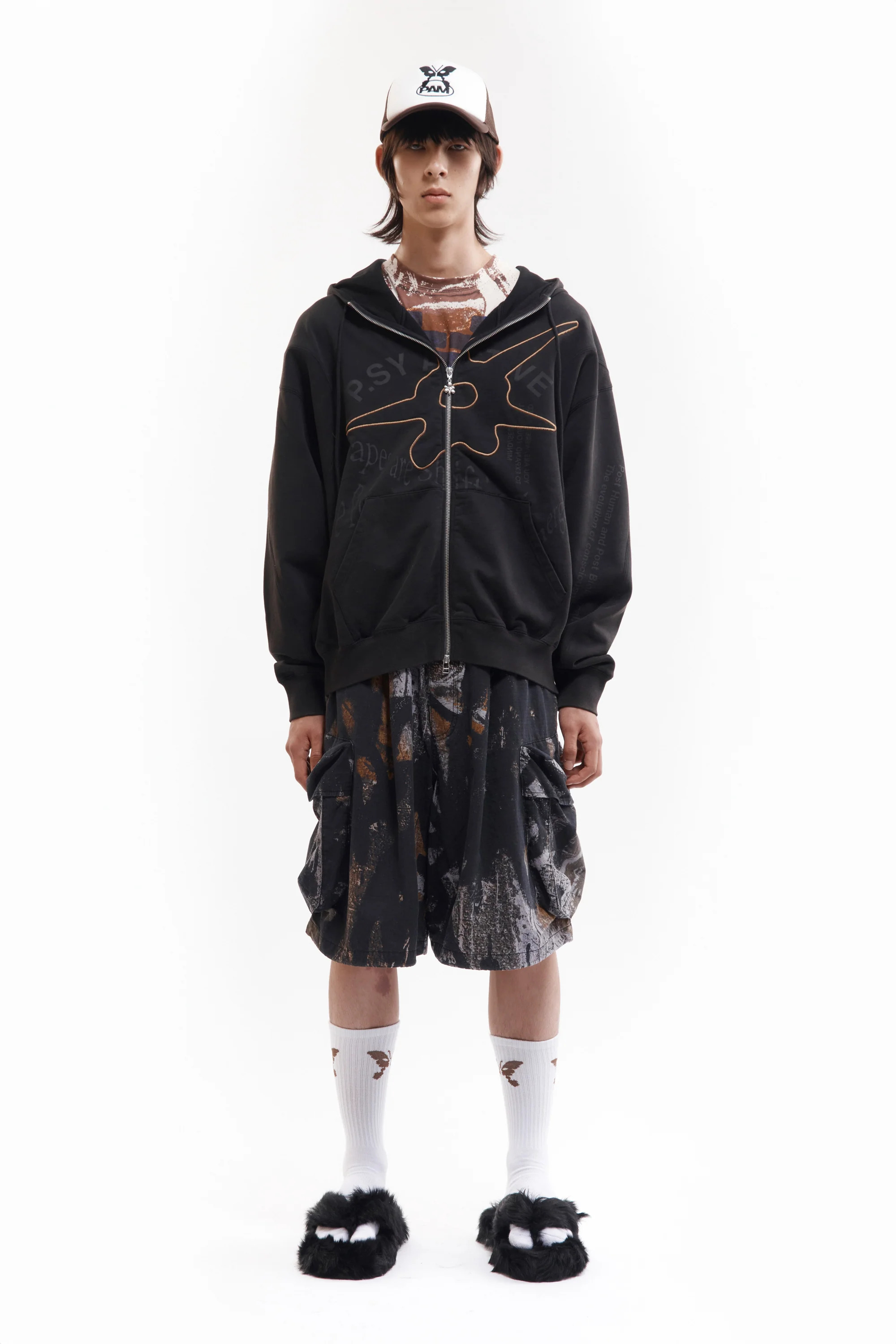 P.A.M.｜SHAPE SHIFT HOODED ZIP THRU SWEAT "BLACK WASH"