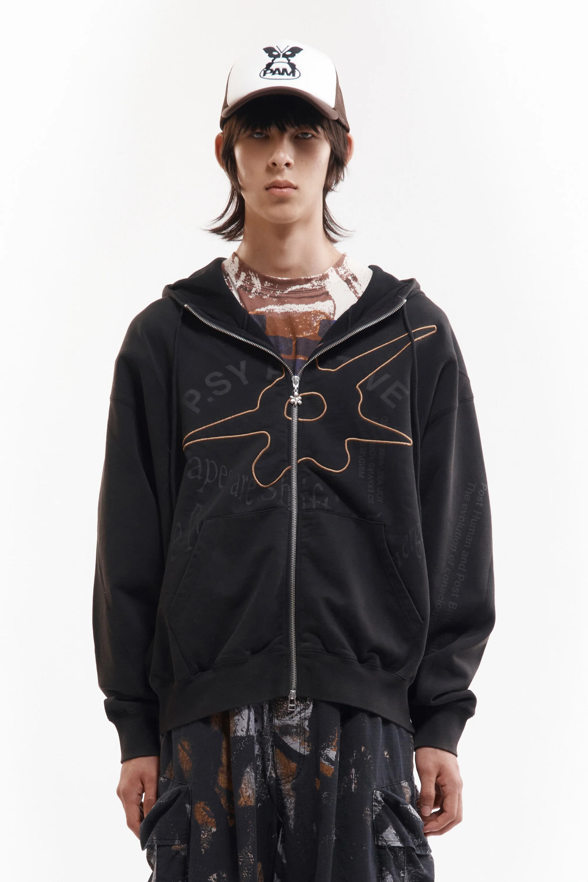P.A.M.｜SHAPE SHIFT HOODED ZIP THRU SWEAT "BLACK WASH"