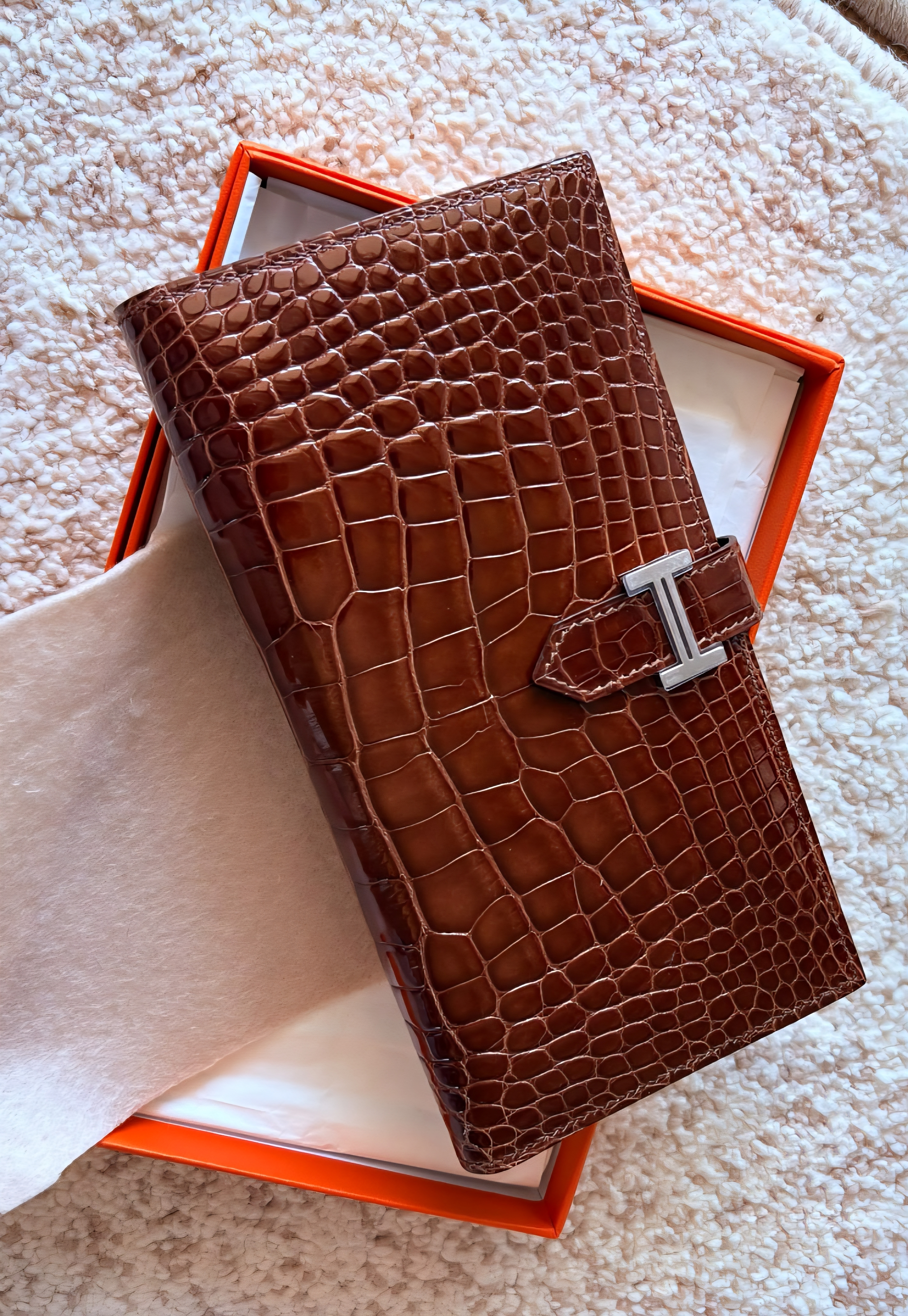 99%NEW/UNUSED Bearn wallet Shinny Terre CK alligator 霧面鱷魚皮