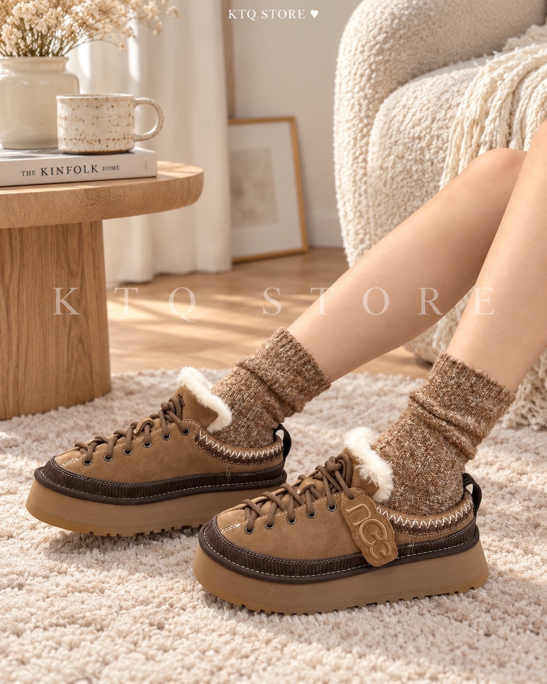 KTQ STORE ‧UGG Slipper Evolution Cookie 時尚潮流增高低幫休閒鞋 女款 棕色1180361-CHE