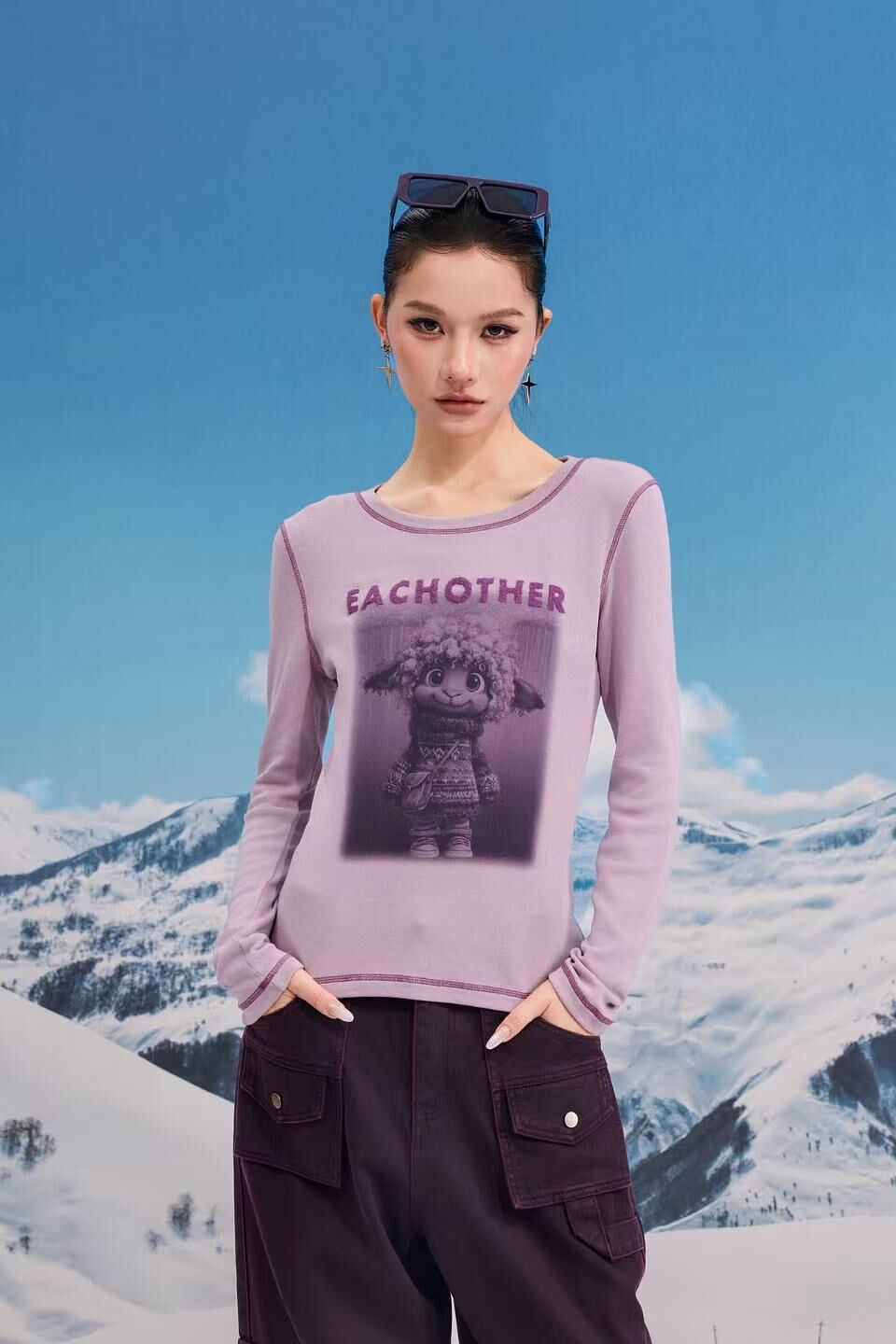 1019GZ14-GZTRIP-TUOGU-Base Layer Top (A14 Almond Grey / B14 Light Purple / C14 Charcoal Grey)