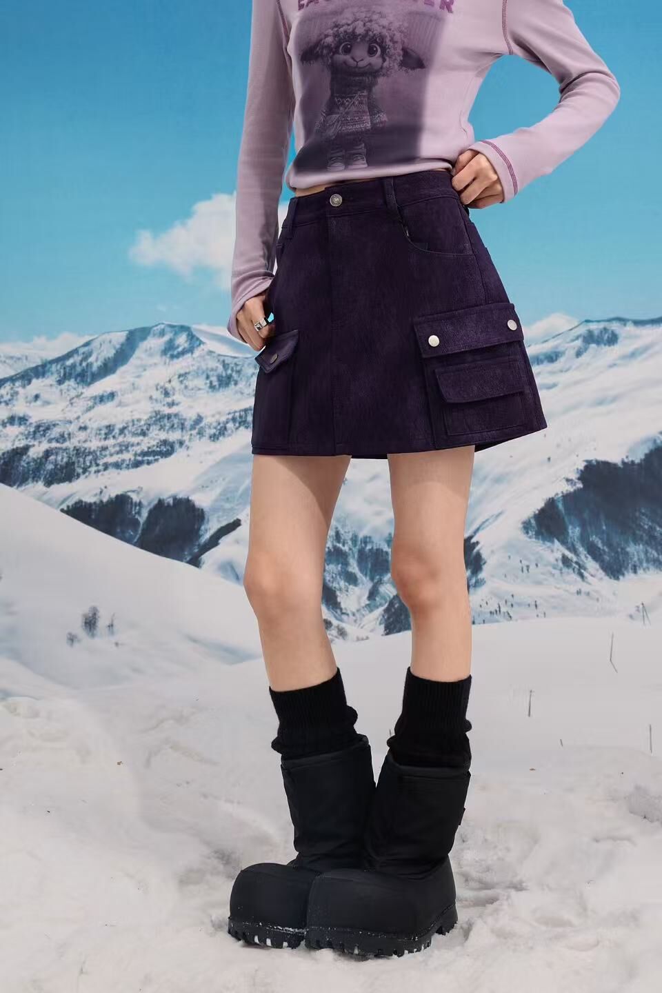 1019GZ46-GZTRIP-TUOGU-Skirt (A46 Iced Americano Brown / B46 Carbon Black / C46 Grape Purple)