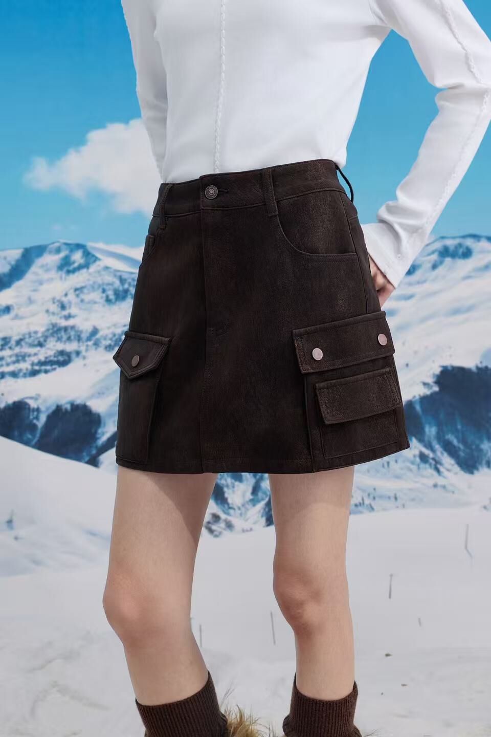 1019GZ46-GZTRIP-TUOGU-Skirt (A46 Iced Americano Brown / B46 Carbon Black / C46 Grape Purple)