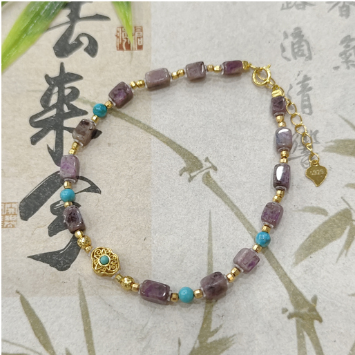 1020GZ46-GZTRIP-SUGILITE-Icy Jade-Like Pink Sugilite Four-Sided Bead Bracelet (A46)