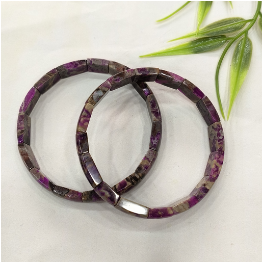 1020GZ64-GZTRIP-SUGILITE-Milkshake White and Peach Red Sugilite Plaque Bracelet (A64)