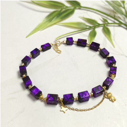 1020GZ70-GZTRIP-SUGILITE-18K Bear Velvet-Look Sugilite Bracelet (A70)
