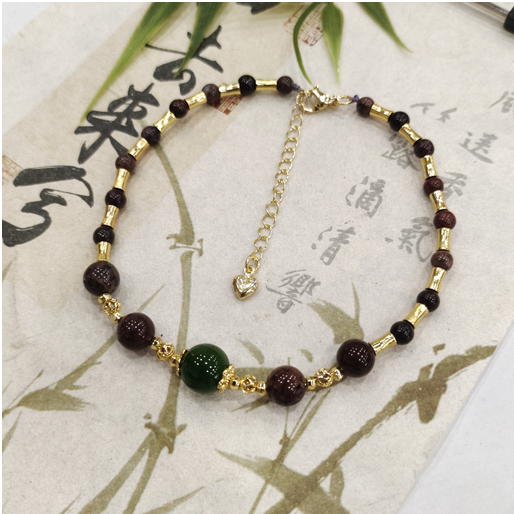 1020GZ88-GZTRIP-SUGILITE-Blood-Red Sugilite Bamboo Bead Anklet (A88)