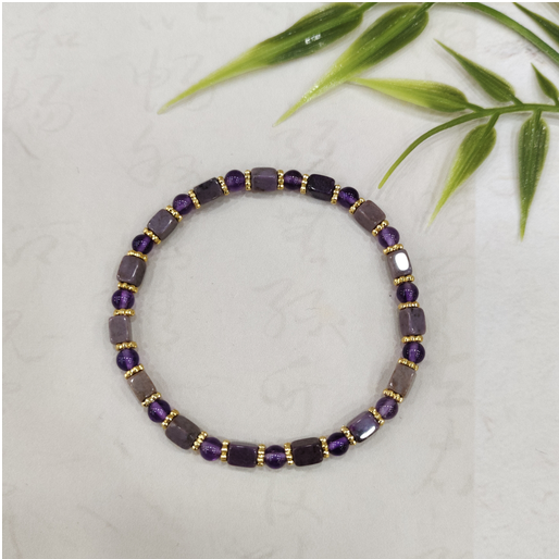 1020GZ115-GZTRIP-SUGILITE-Taro Purple Sugilite Four-Sided Bead Bracelet (A115)