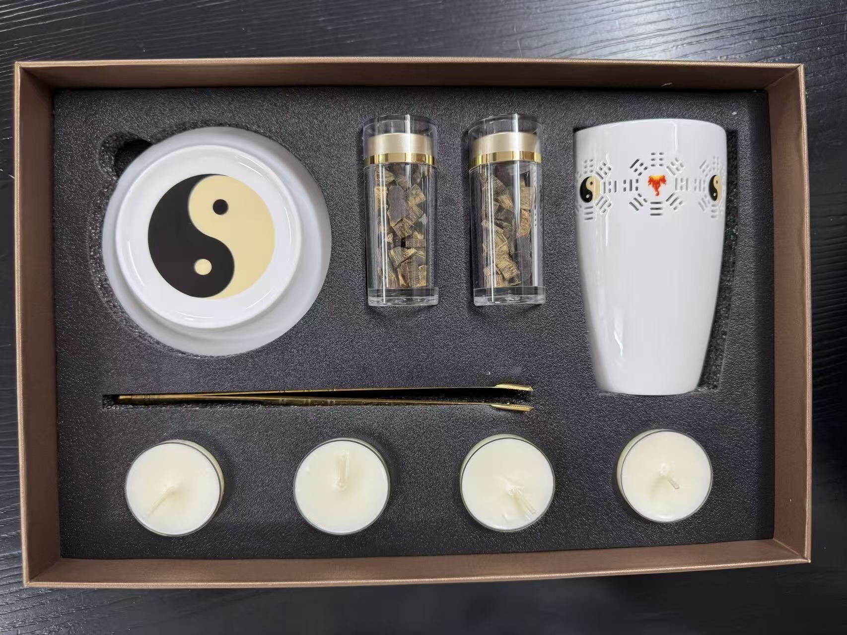 1021GZ35-GZTRIP-AGARWOOD-Taoist Eight-Trigram Protective Incense Burner Gift Set (B35)