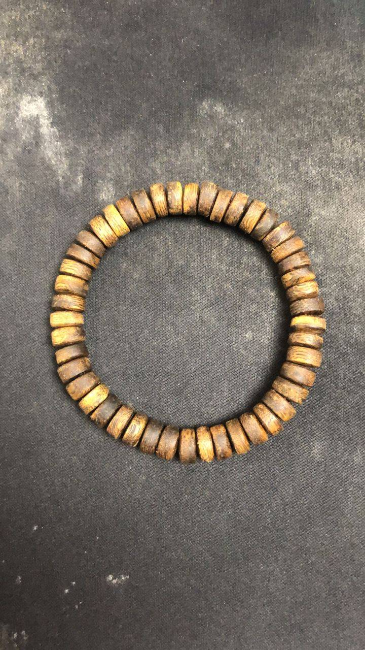 1021GZ52-GZTRIP-AGARWOOD-8mm Nine-Tenths Sinking Kinam Freeform Bead Bracelet (B52)