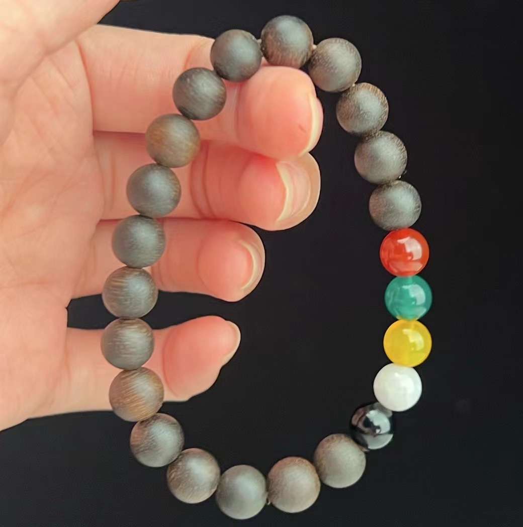 1021GZ54-GZTRIP-AGARWOOD-Sinking Kinam Bracelet - Five-Color Wealth Deity Style (B54)