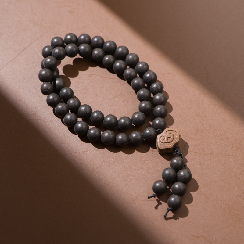 1021GZ66-GZTRIP-AGARWOOD-Black Ambergris Aromatic Bead Bracelet - 0.8 x 46 Beads (B66)