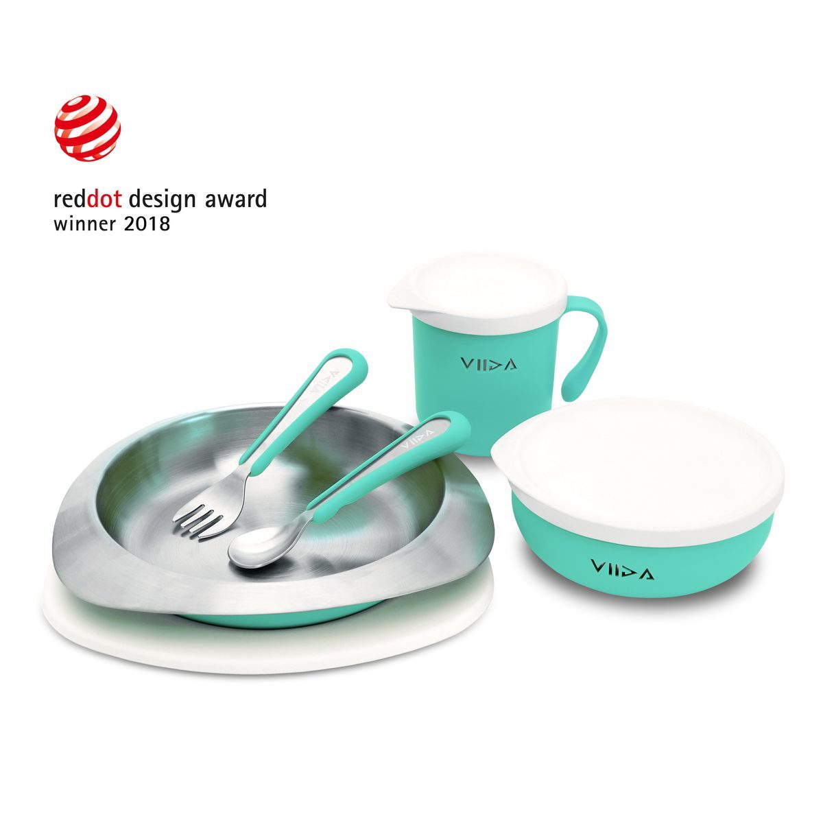 SOUFFLE 抗菌不鏽鋼餐具組 - 湖水綠
