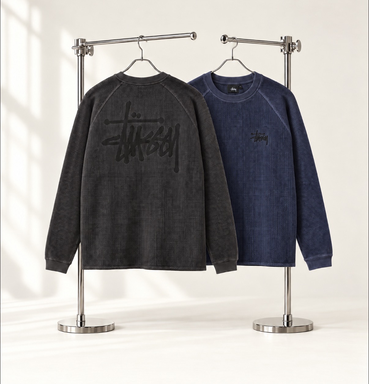 【APAIR】預購 STUSSY BASIC STÜSSY THERMAL 華夫格長T 水洗黑 深藍 兩色