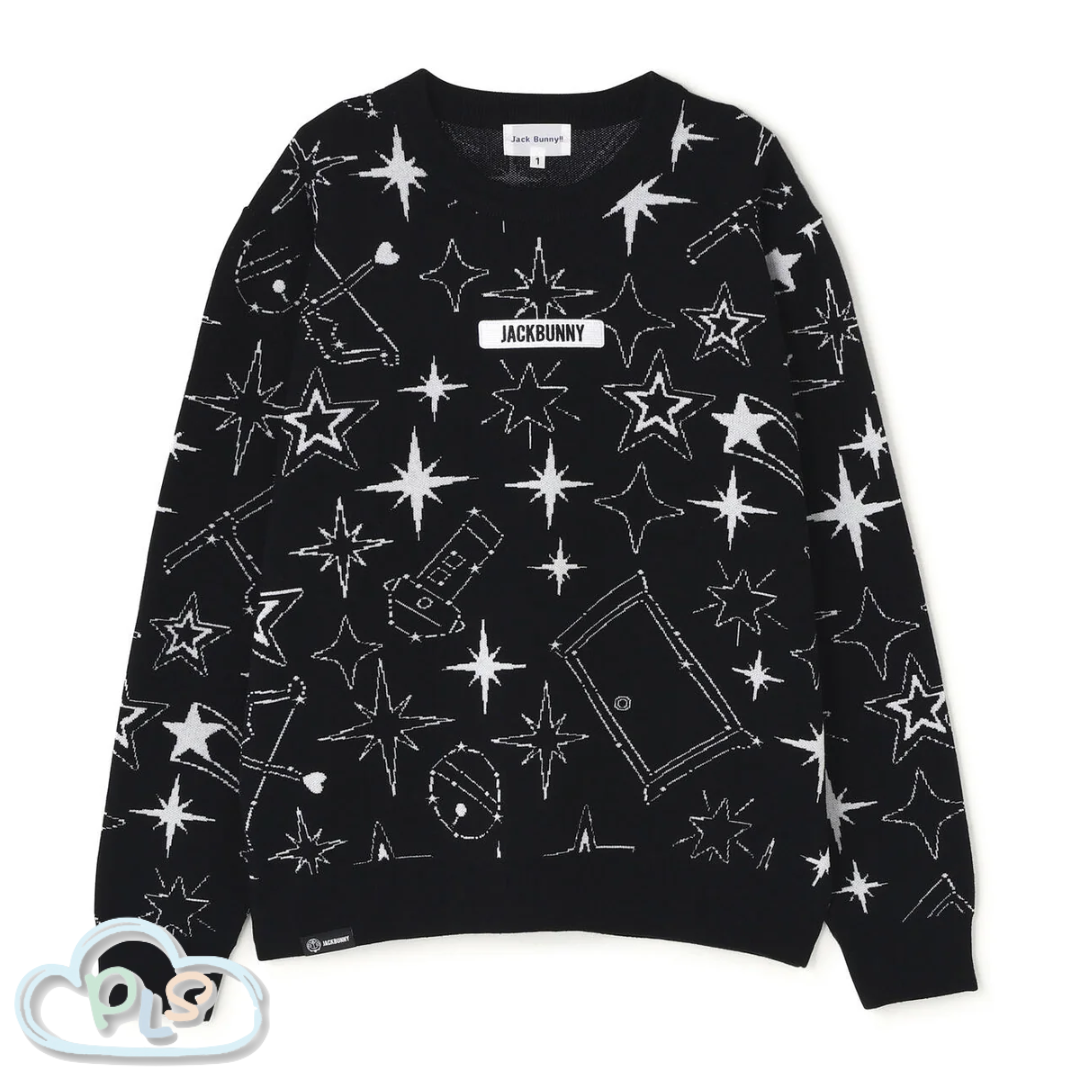 Star Jacquard Crew Neck Knit Pullover (Women's) DORAEMON Jack Bunny!! FESTIVAL'26 vol.2 - Starry Night Drift   #14019-1