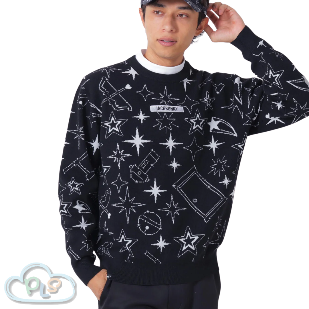Star Jacquard Crew Neck Knit Pullover (Men's) DORAEMON Jack Bunny!! FESTIVAL'26 vol.2 - Starry Night Drift   #14020-1