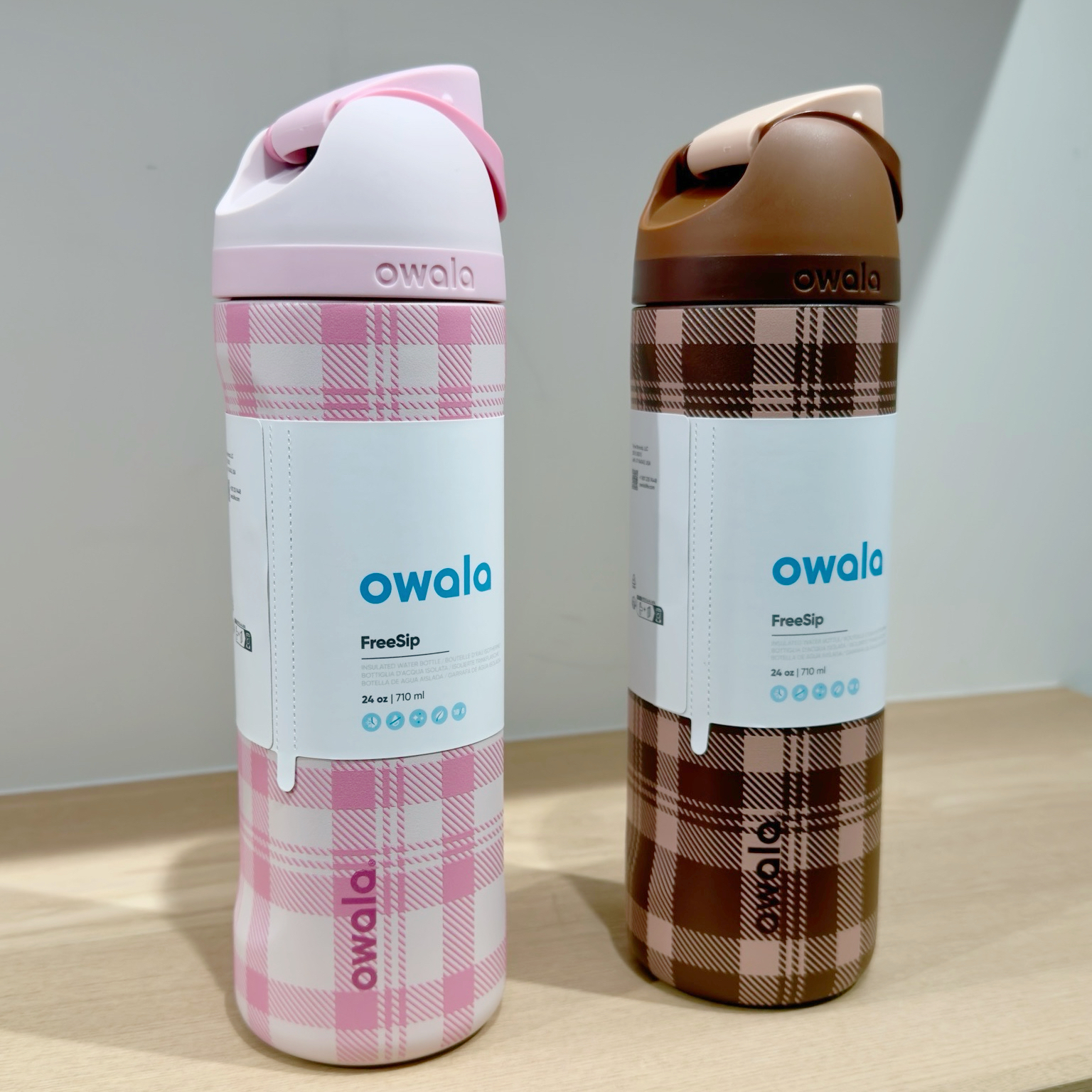 OWALA FREESIP 格紋 不鏽鋼 雙飲 710ML 24oz 保溫瓶 水壺 秋冬限定