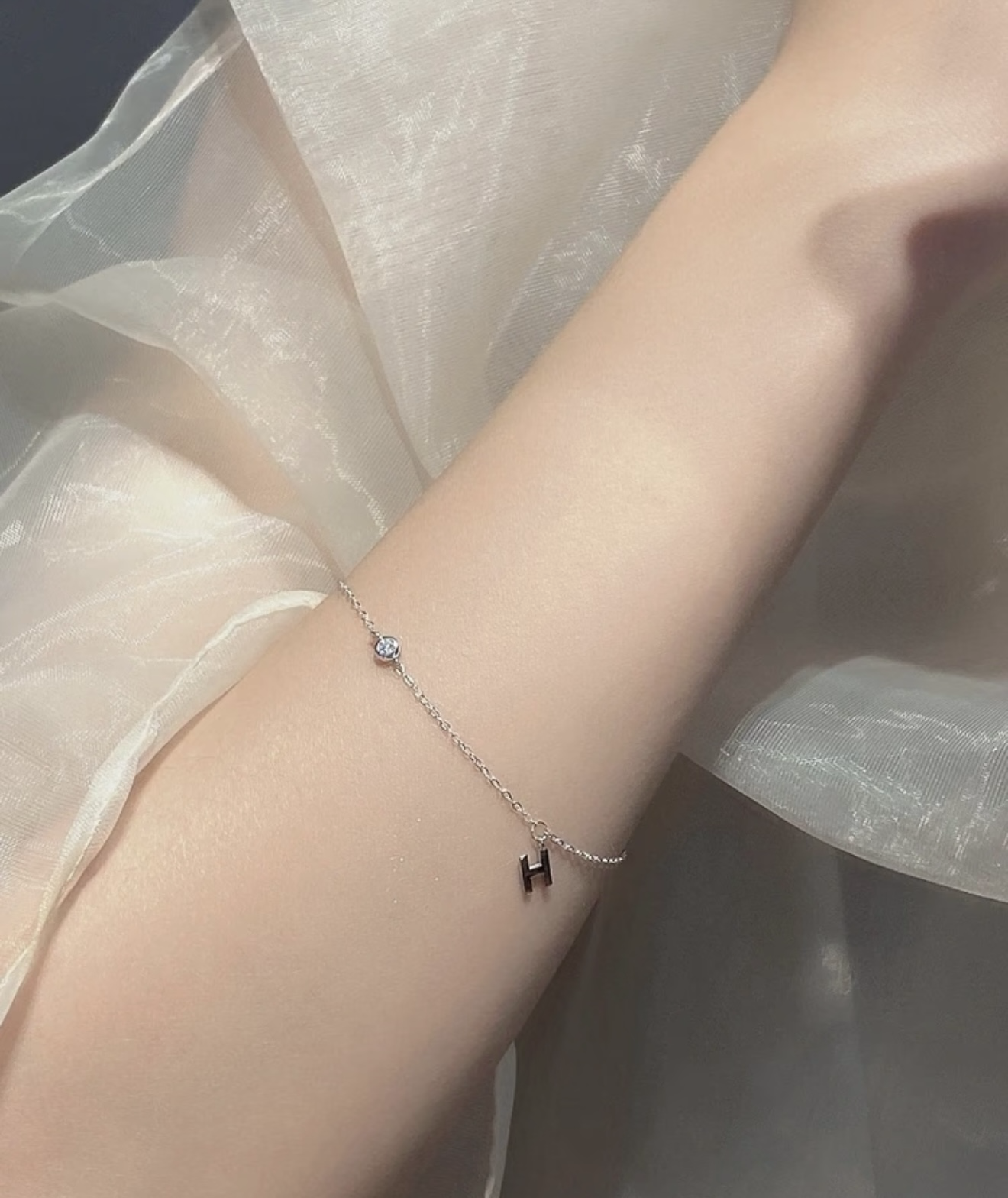 【直播】MD101433 字母墜飾｜0.10ct｜培育鑽手鏈