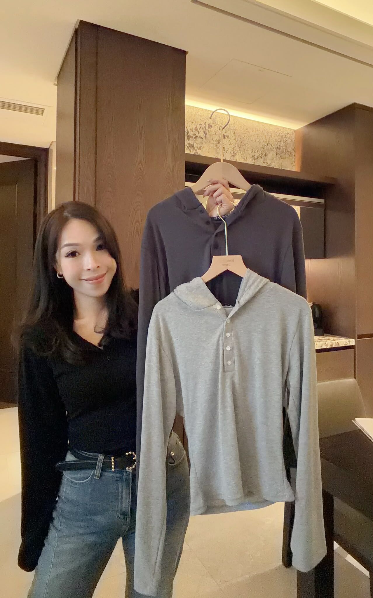 韓國超彈靚棉料連帽TOP-4色 #G1024