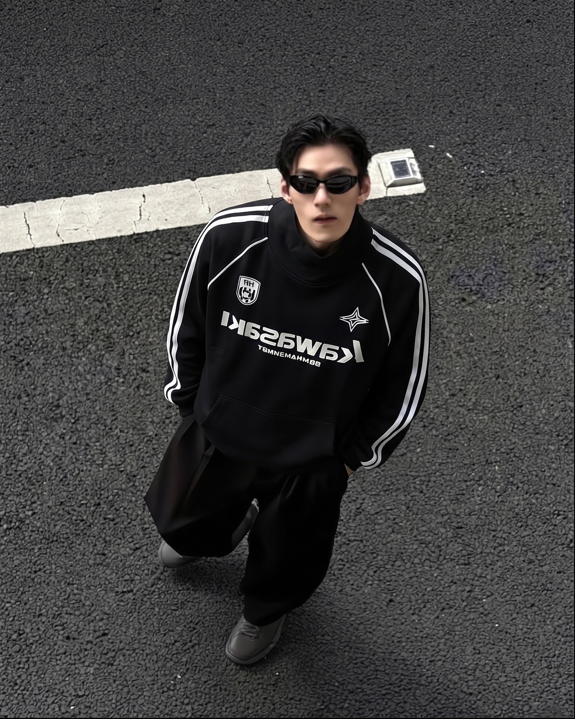 Kawasaki 美式 復古 賽車風 立領 抽繩 長袖 四色