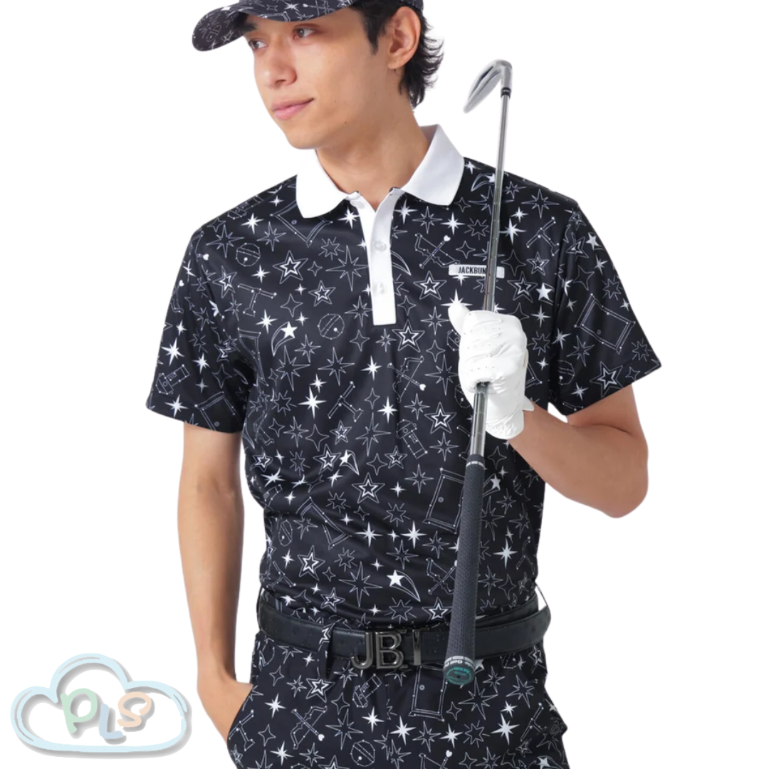 Men's Sweat-Wicking Quick-Drying Mesh Short-Sleeve Polo Shirt DORAEMON Jack Bunny!! FESTIVAL'26 vol.2 - Starry Night Drift   #14028-1
