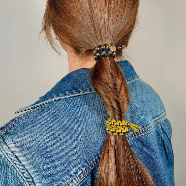 法國 SCRUNCHIE IS BACK BICHOUS 手工髮飾 編織繩髮圈 淺綠