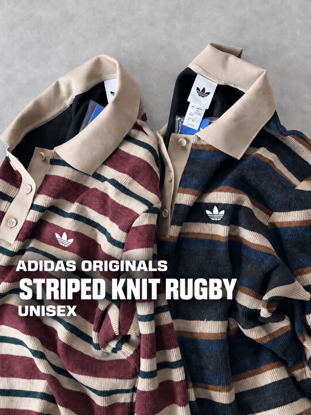 ADIDAS ORIGINALS 條紋針織POLO衫 長袖 長T 翻領 撞色 復古 天鵝絨 女款 黑灰 LG3945 莓果紅 LG4083 / 調貨