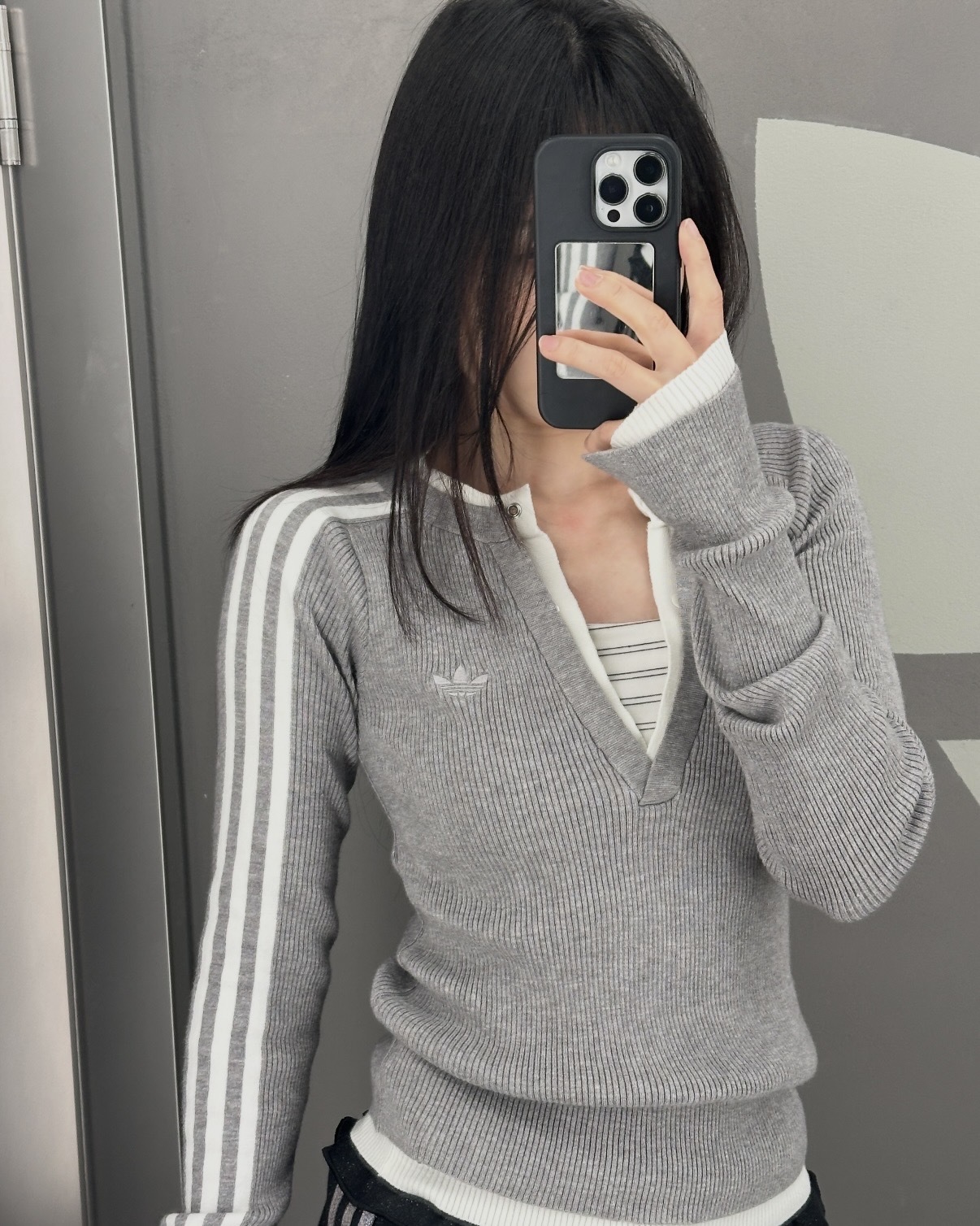 ADIDAS ORIGINALS PREMIUM 3S BUTTON 假兩件 排扣 針織衫 針織衣 修身 貼身 疊穿 長袖 女款 灰色 LH2670 勃根地紅 KS5332 黑色 KS5333 / 調貨