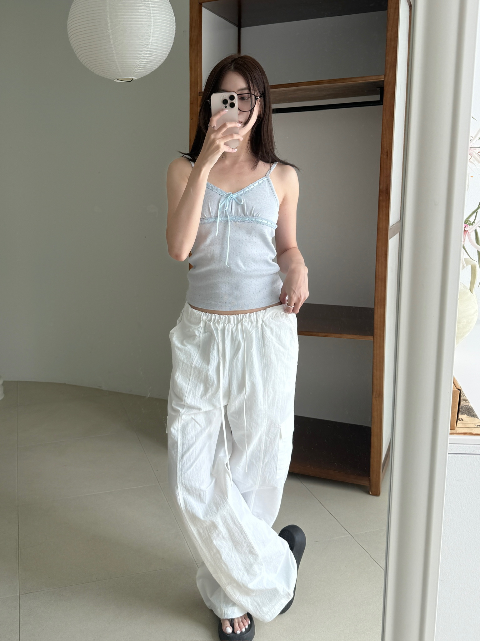 拼接緞帶背心(寶寶藍)