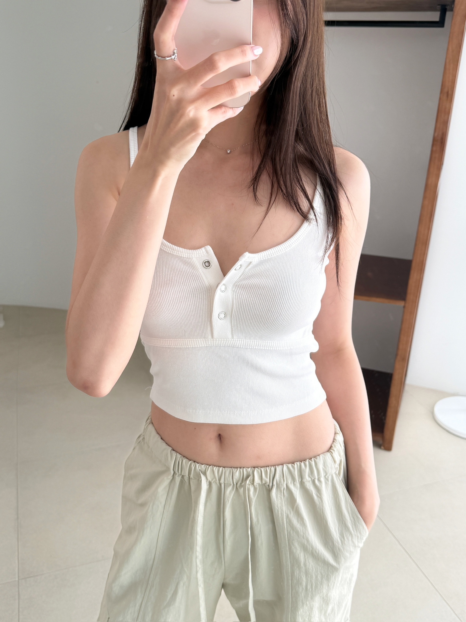 銀排扣背心(炭灰/白)