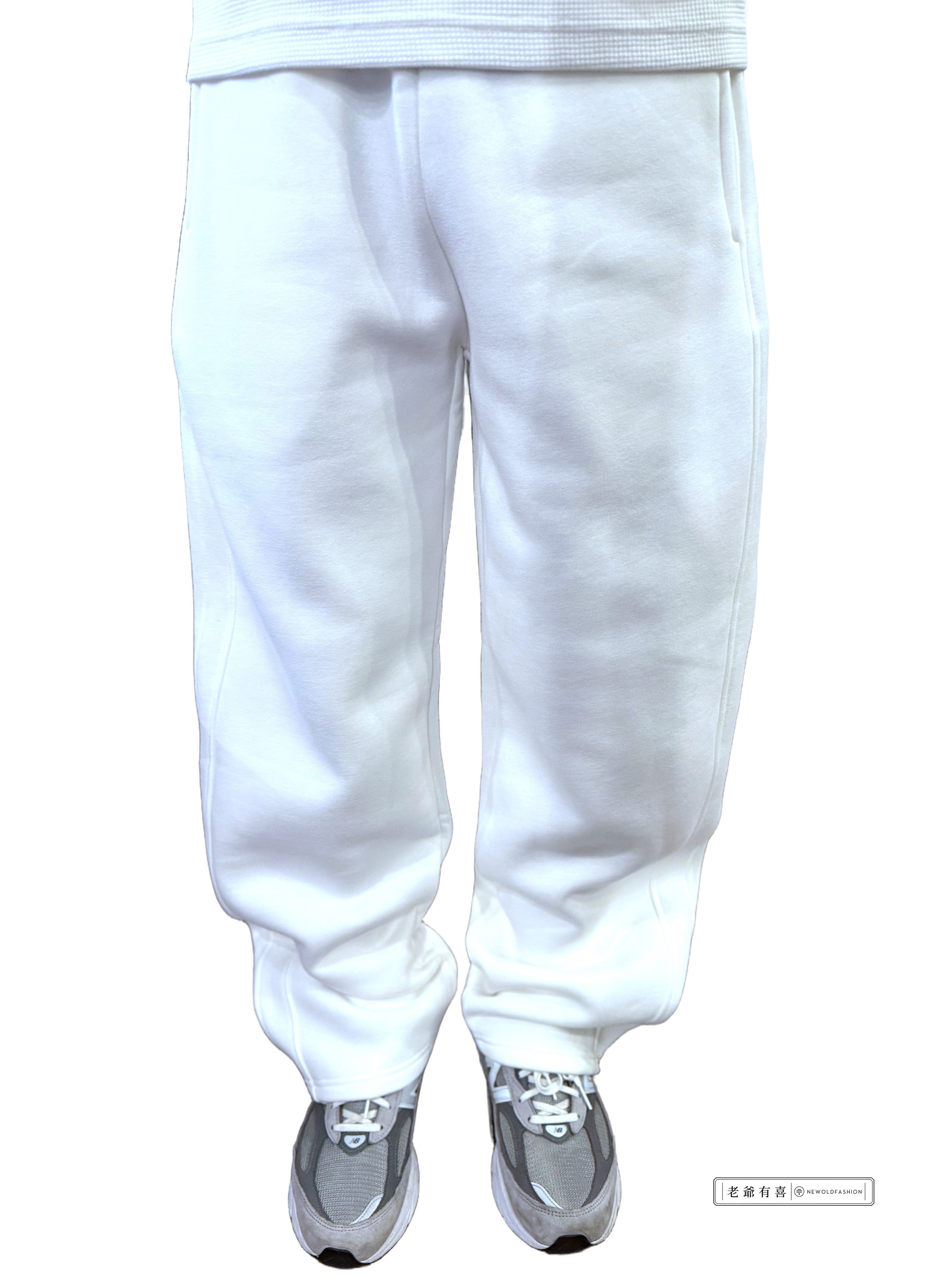 【新品｜不適用2件$2,099】重磅極簡側雙線刷毛棉寬褲－白｜ (NOF2610K26363)