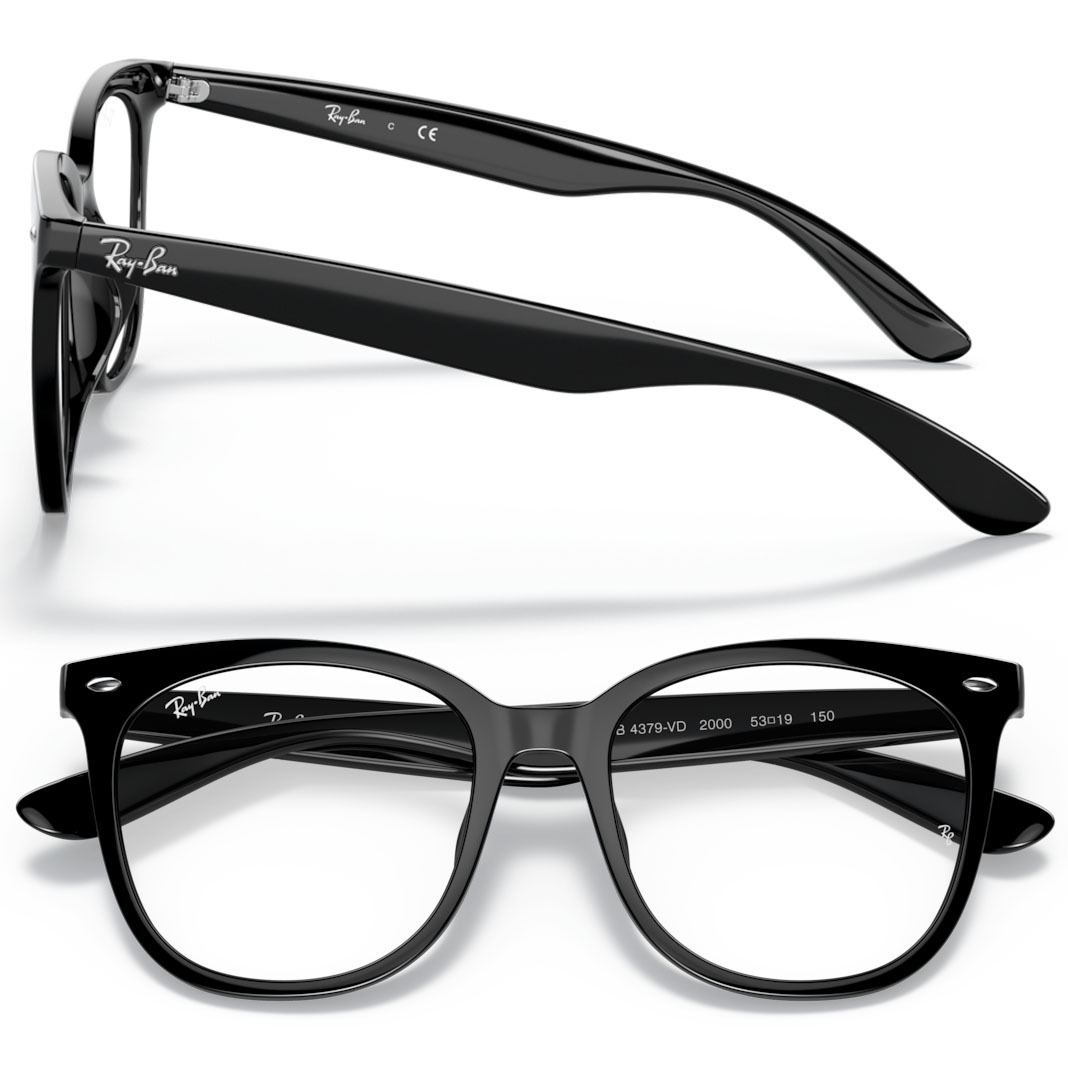 【RayBan】RB4379VD 2000-53mm 方框光學眼鏡♣(黑色)202201