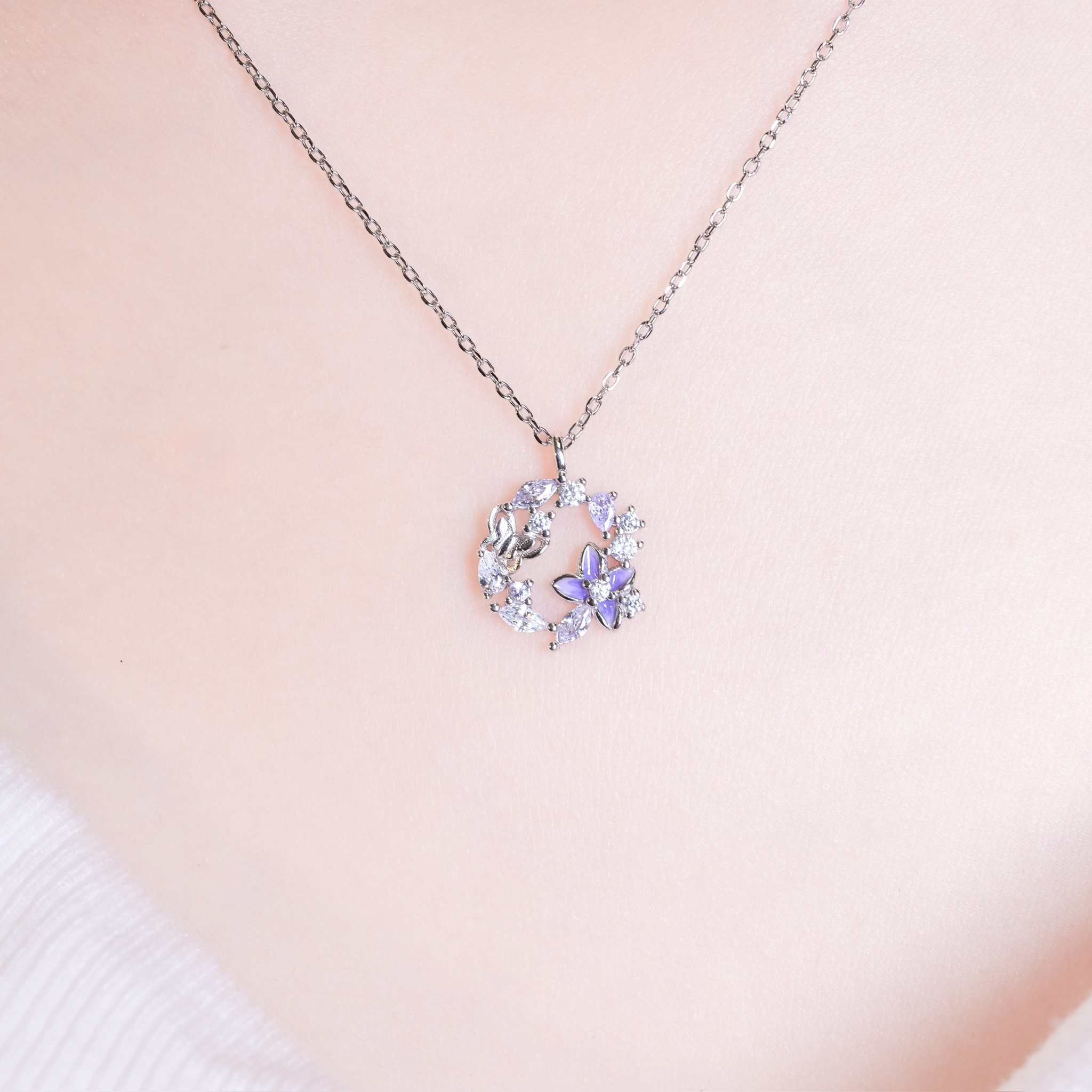 | 925 Silver・White Gold | Purple Accompany Necklace | NE1863 |