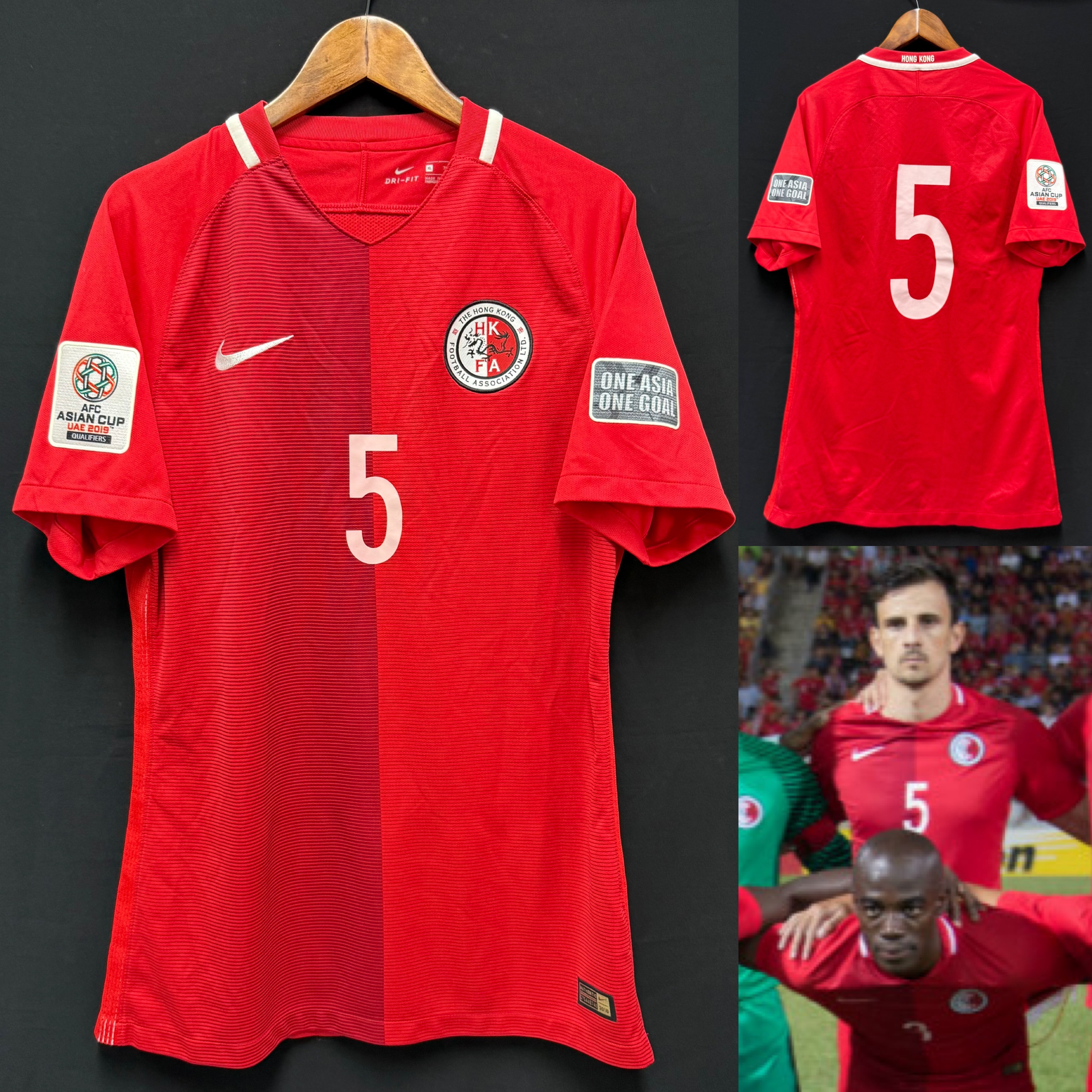 (Match Worn) Hong Kong Football Team 2016-2018 AFC Asian Cup Qualifiers Nike Home Match Worn Shirt #5