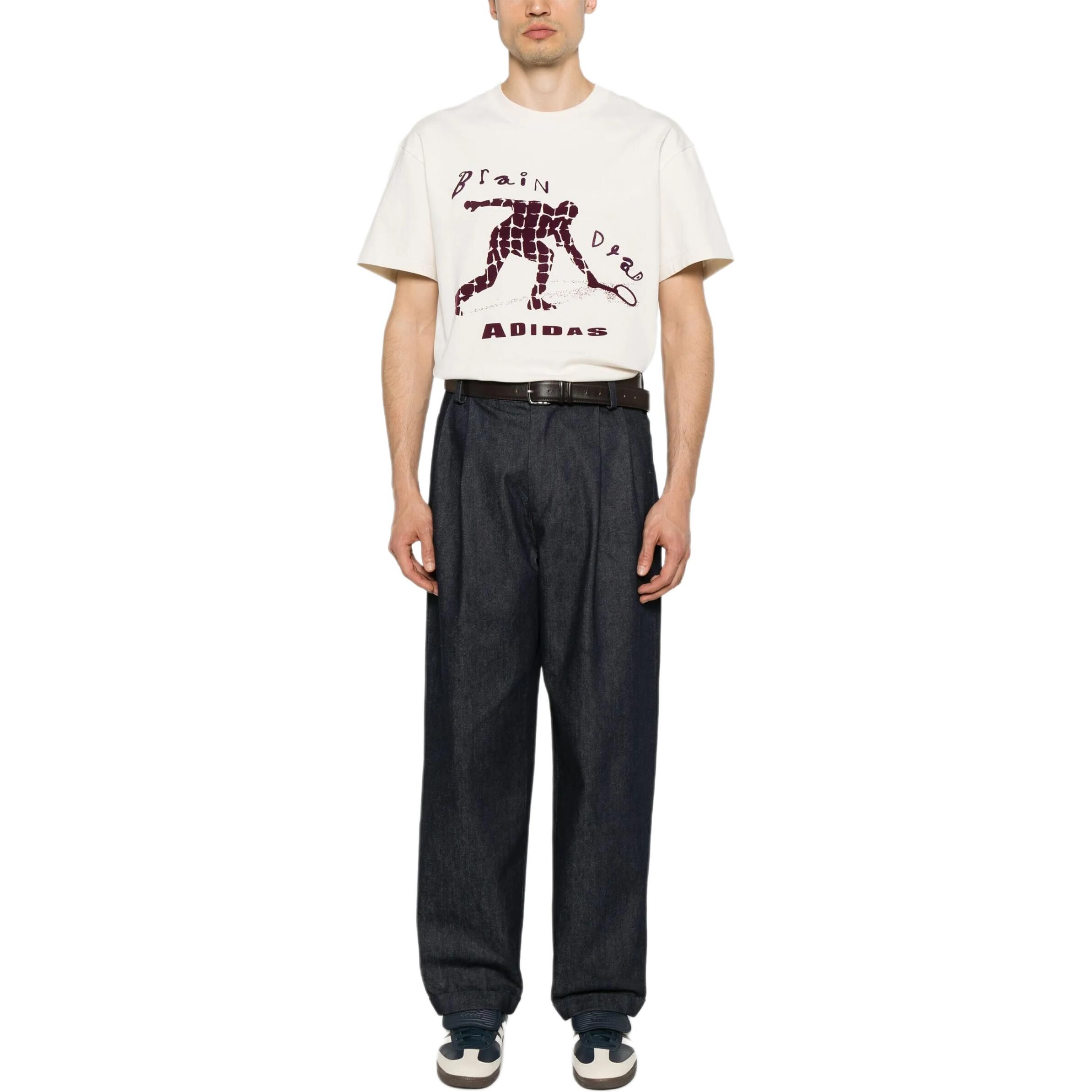 【代購】Adidas Originals x Brain Dead Flocked-Logo T-Shirt Men's White JX9393