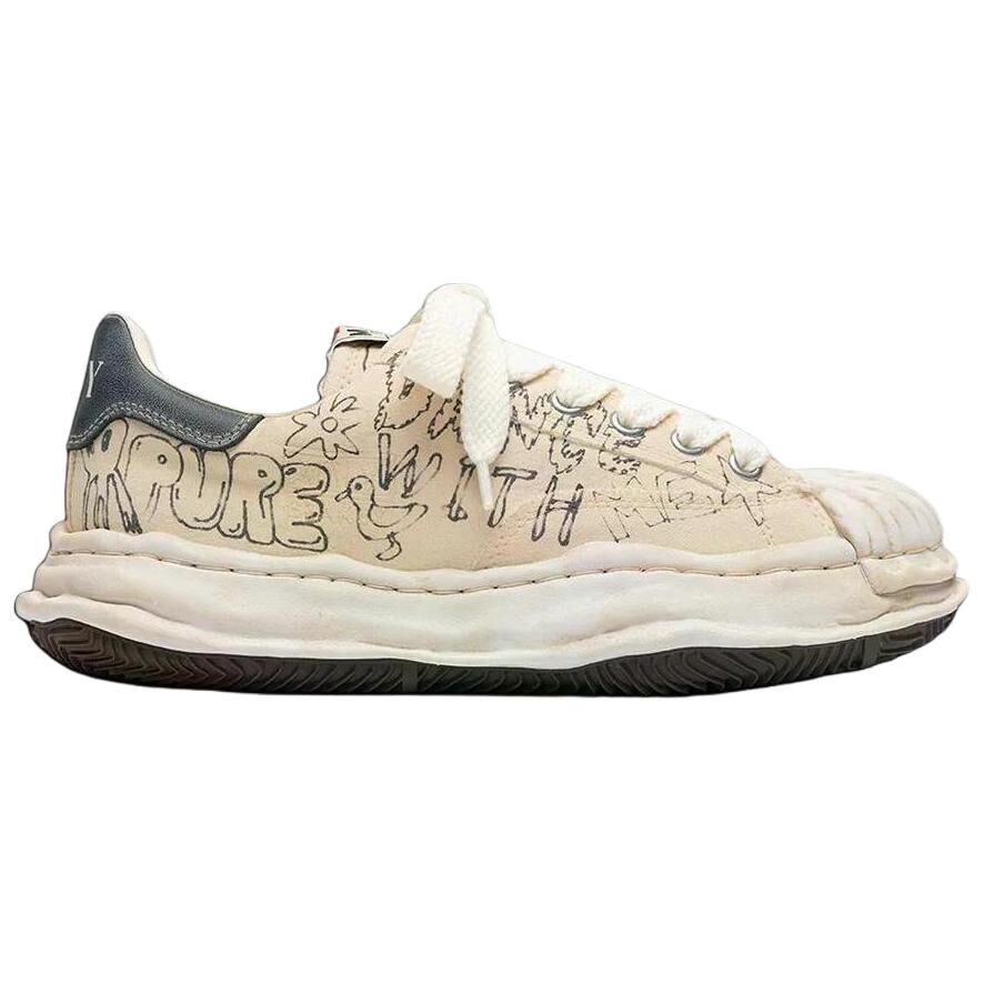 【代購】MIHARA YASUHIRO Blakey Canvas Comfortable Low top Casual Shoes Unisex Ecru A16FW730-WHITE