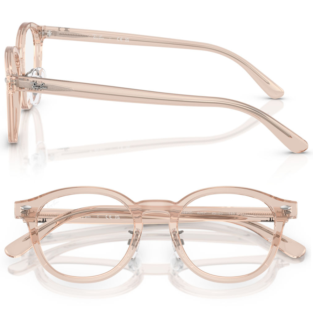 【RayBan】RB5443D 8267-49mm 圓框光學眼鏡♣(透明淺啡色)202501